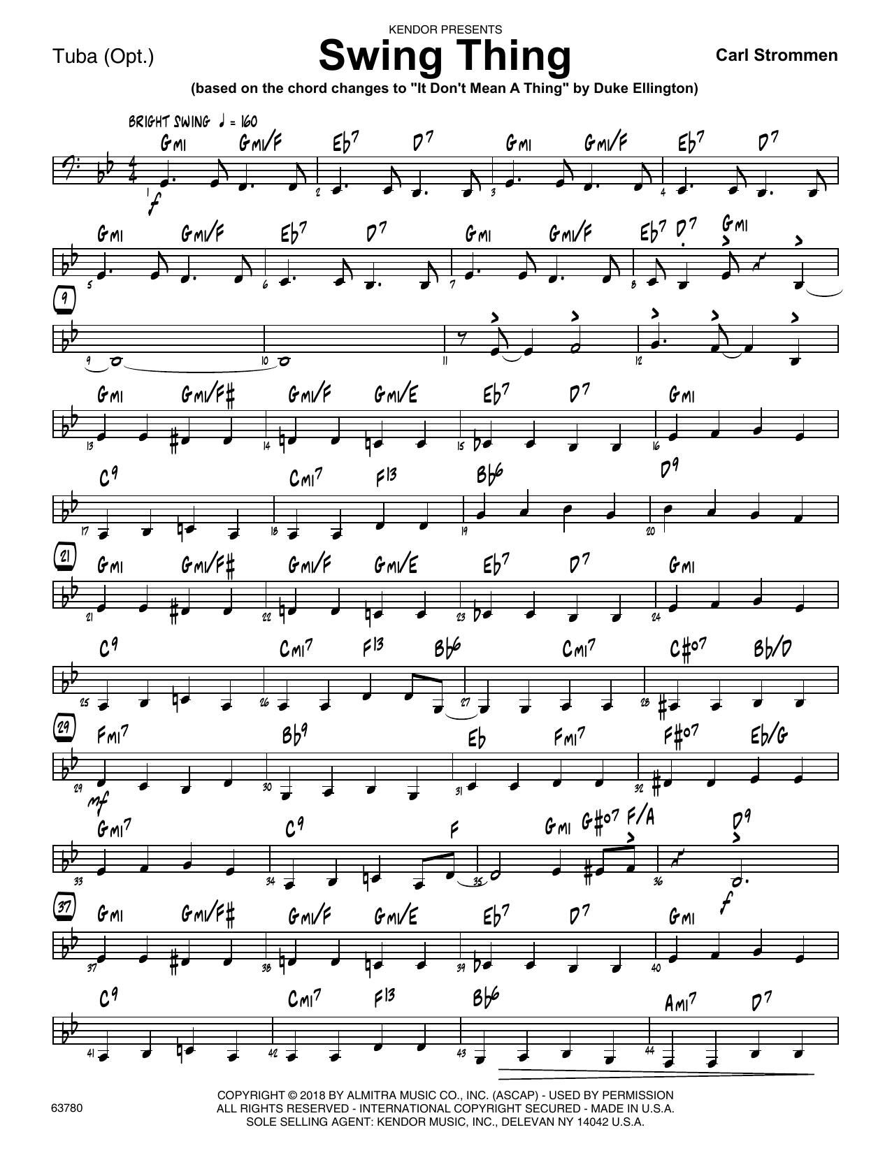 Swing Thing Tuba Sheet Music Carl Strommen Jazz Ensemble