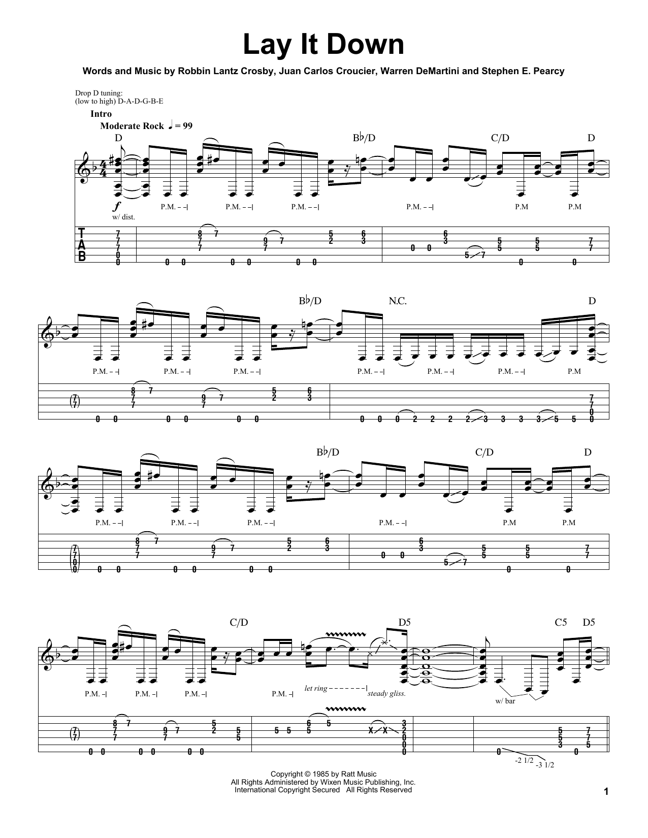 Ratt lay it down guitar tab