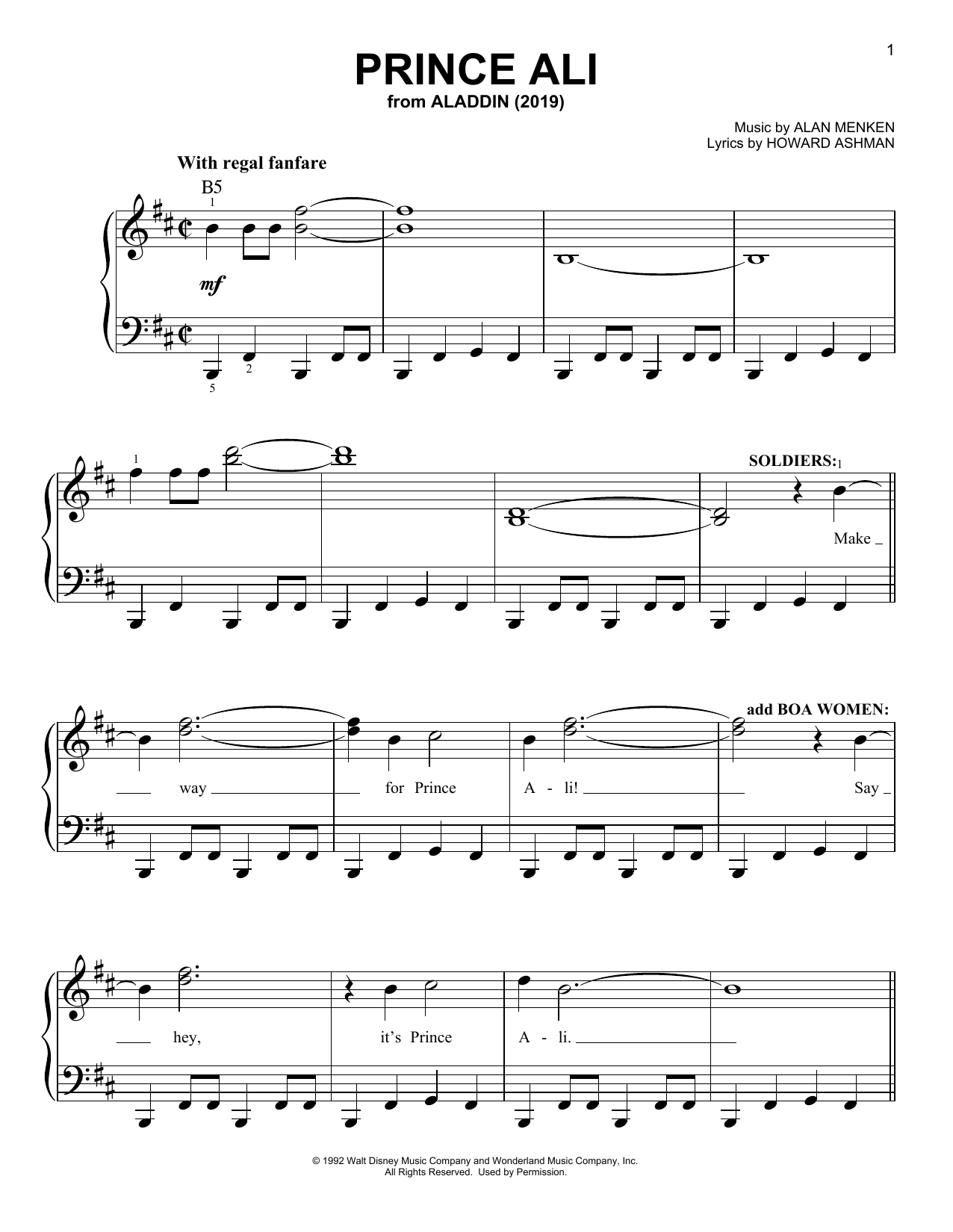 Prince Ali from Disney s Aladdin By Will Smith Sheet Music For Easy 