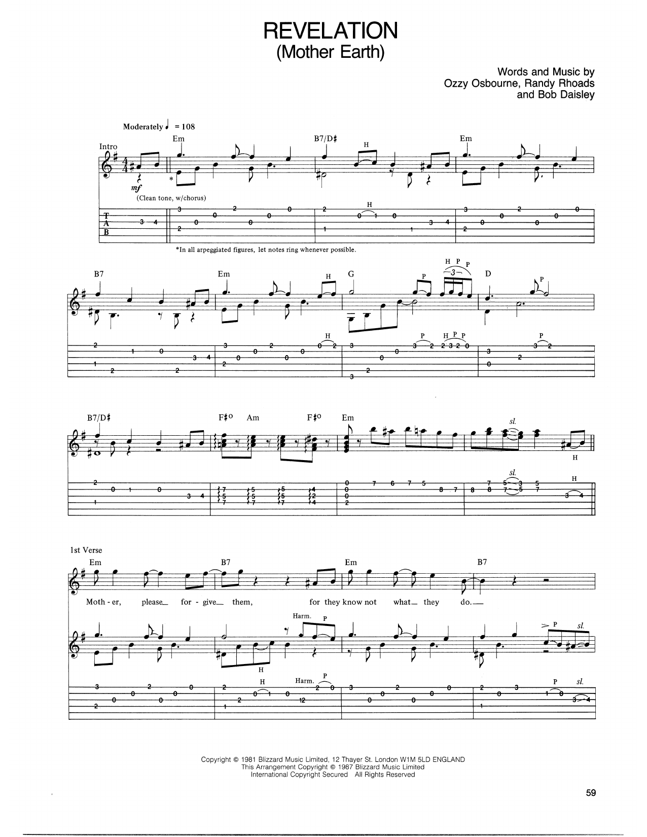 Revelation By Ozzy Osbourne Guitar Tab Guitar Instructor