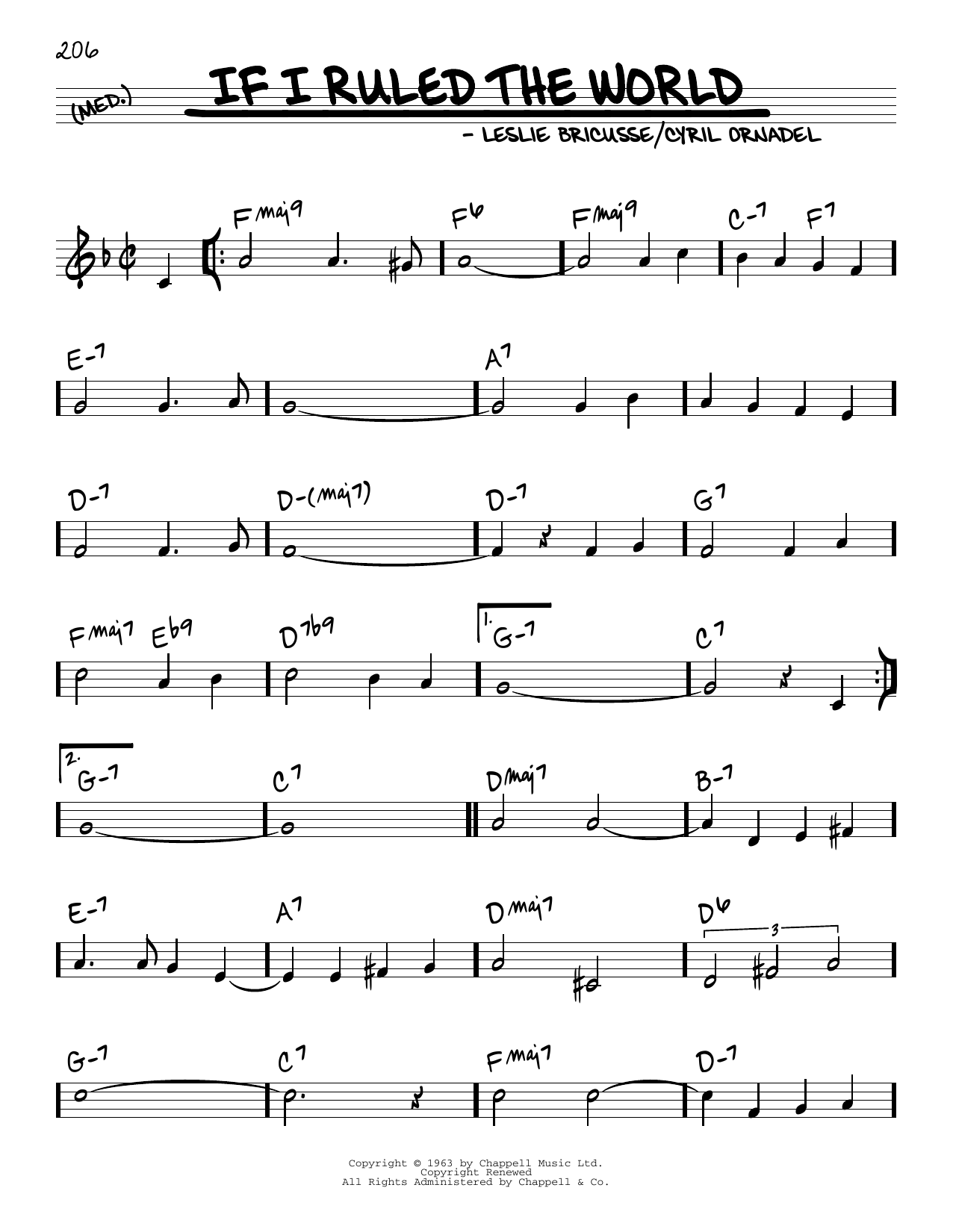 If I Ruled The World By Leslie Bricusse Sheet Music For Real Book 