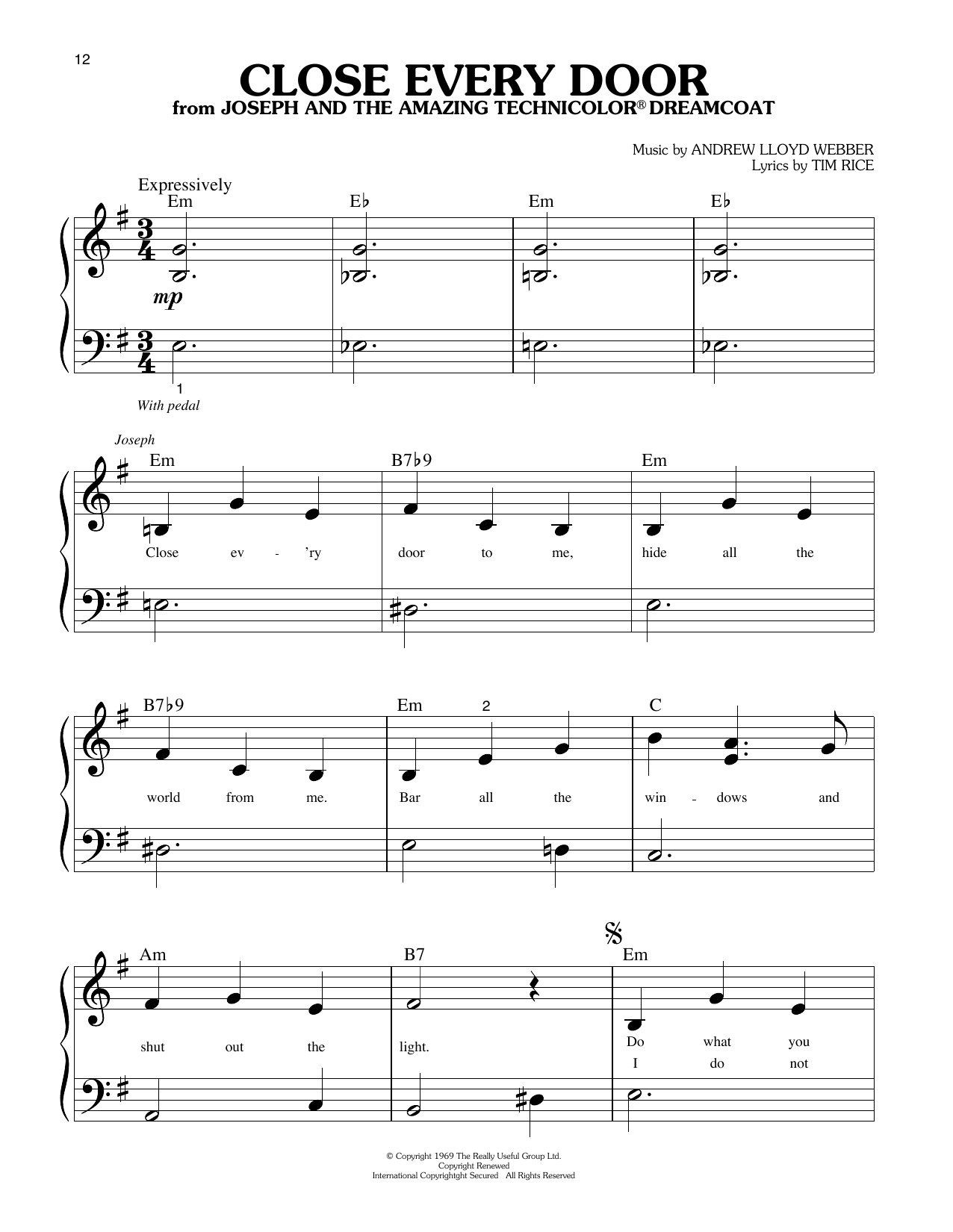 Close Every Door (from Joseph and the Amazing Technicolor Dreamcoat)