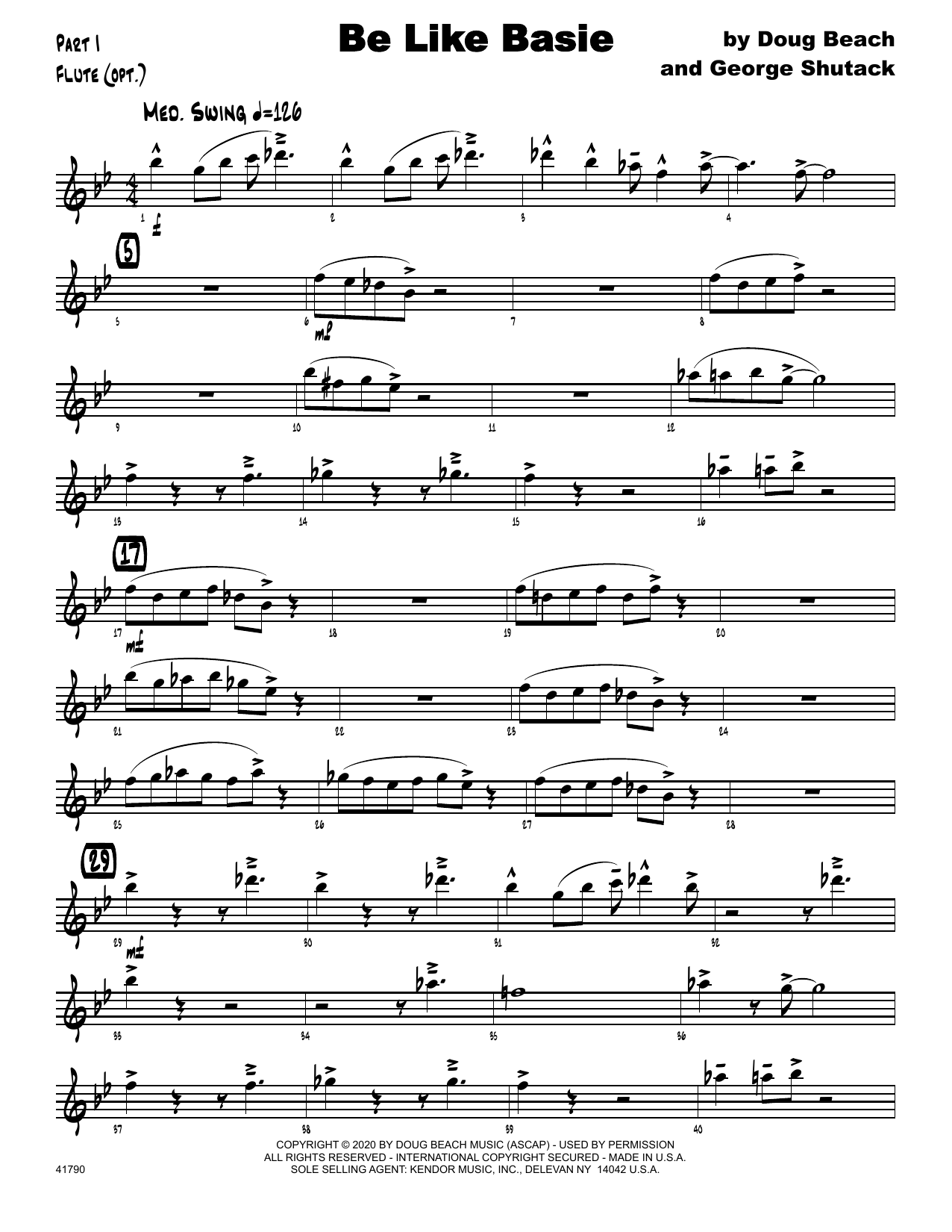 Be Like Basie Flute Sheet Music Doug Beach & Shutack Jazz