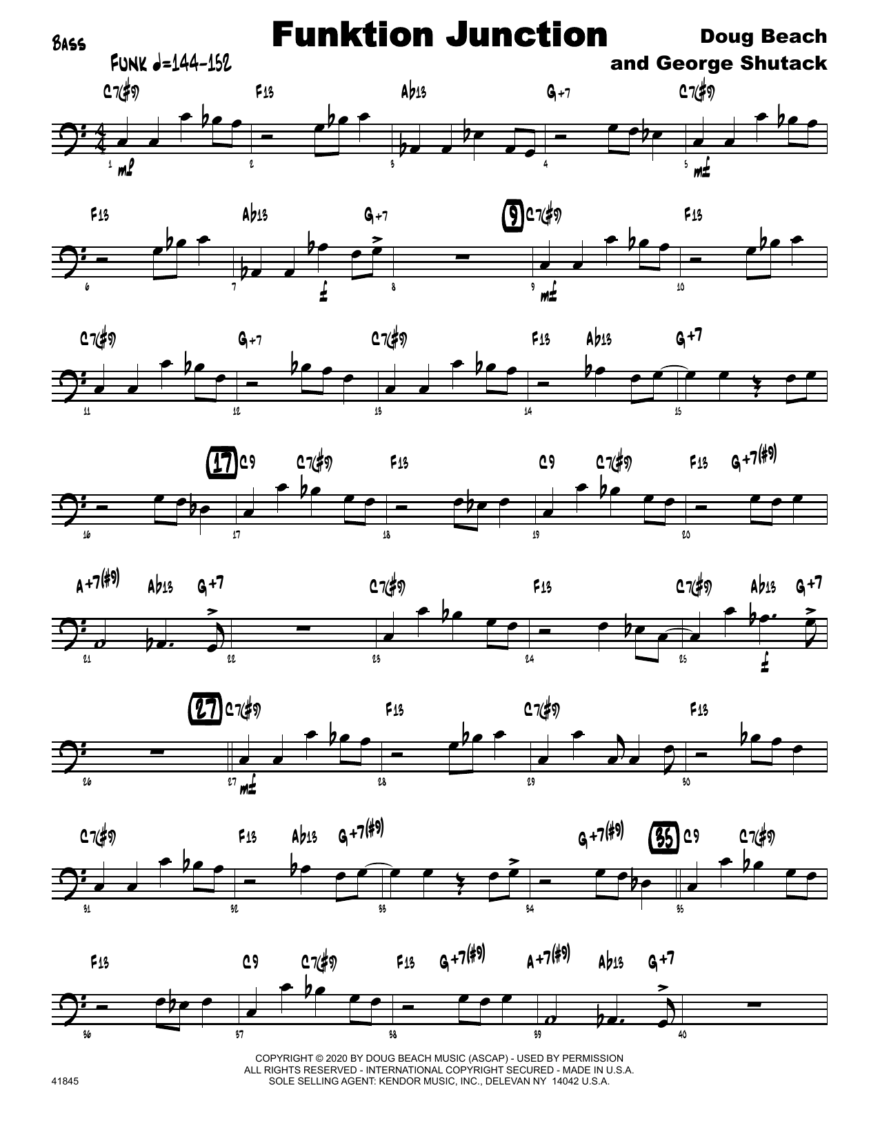 Funktion Junction Bass Sheet Music Doug Beach & Shutack