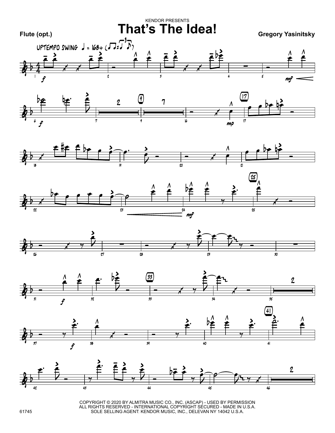 That's The Idea! Flute Sheet Music Gregory Yasinitsky Jazz Ensemble