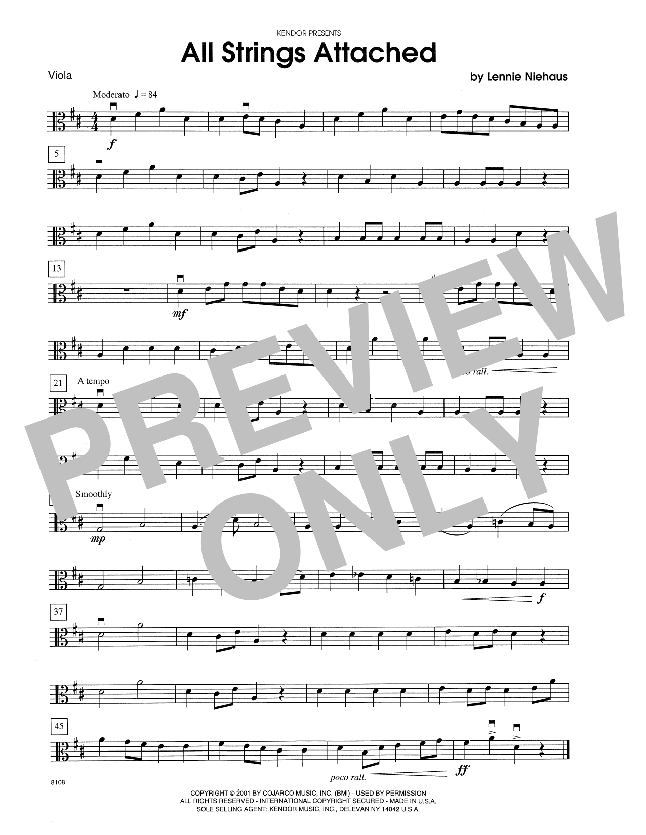 All Strings Attached Viola Sheet Music Lennie Niehaus Orchestra