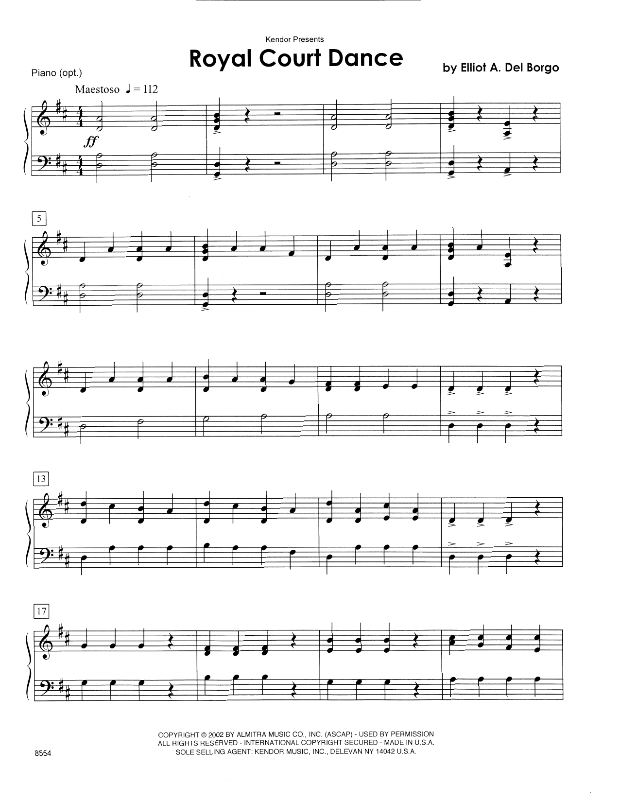 Royal Court Dance Piano Sheet Music Elliot A. Del