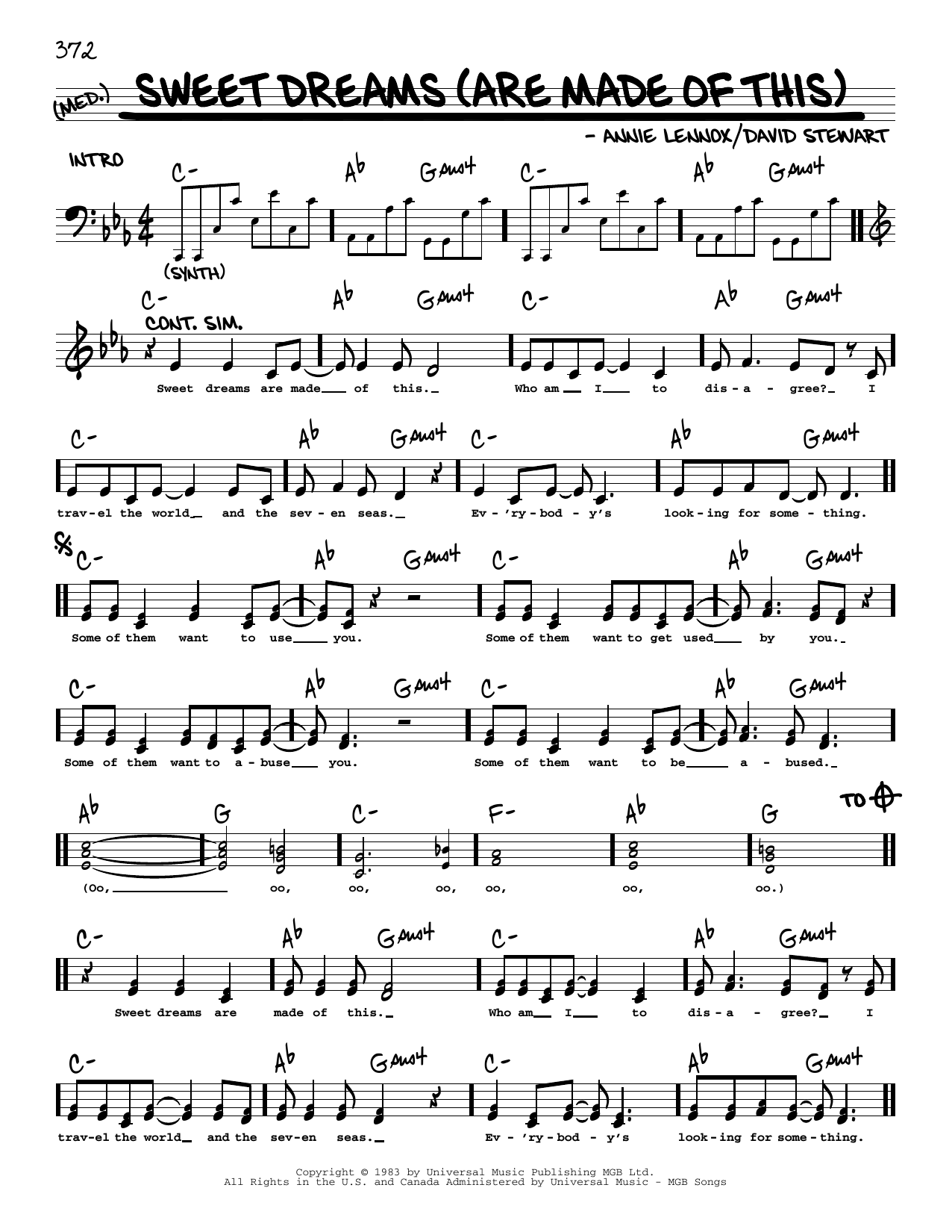 Sweet Dreams Eurythmics