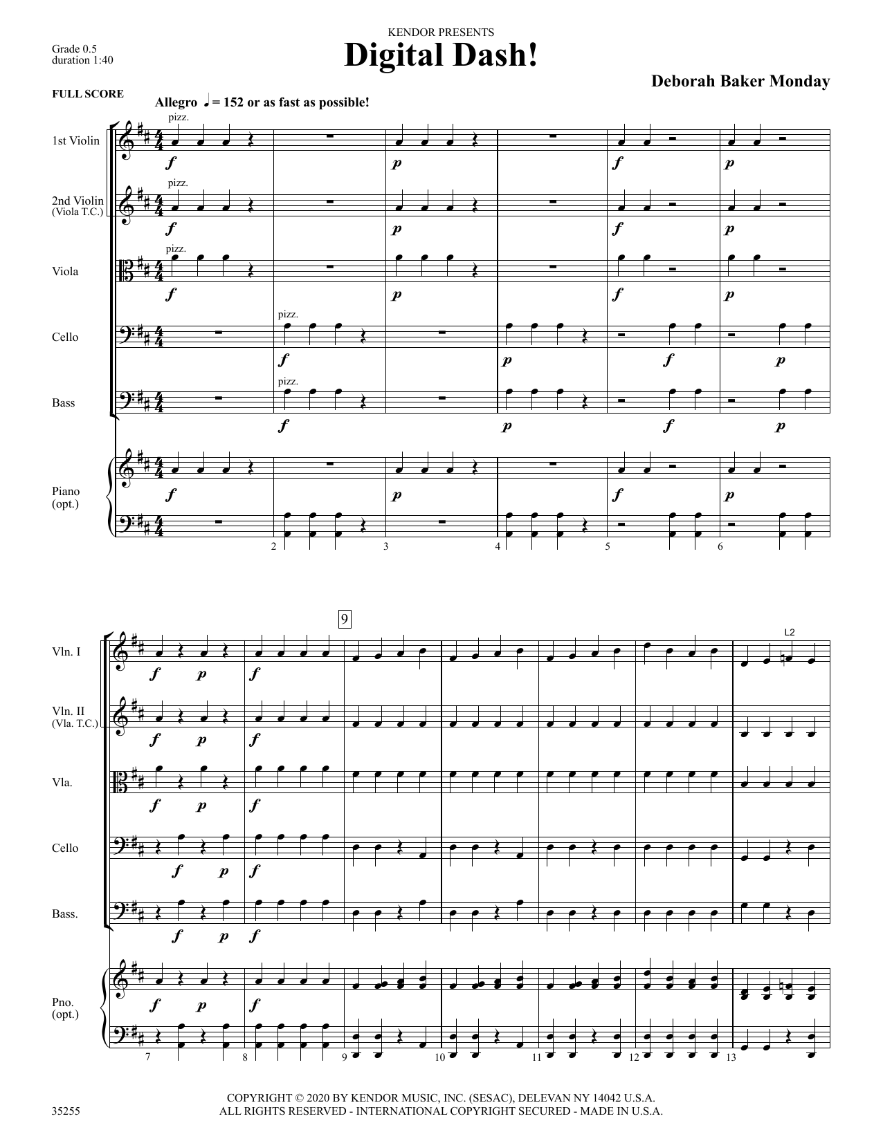 Digital Dash! Sheet Music Deborah Baker Monday Orchestra
