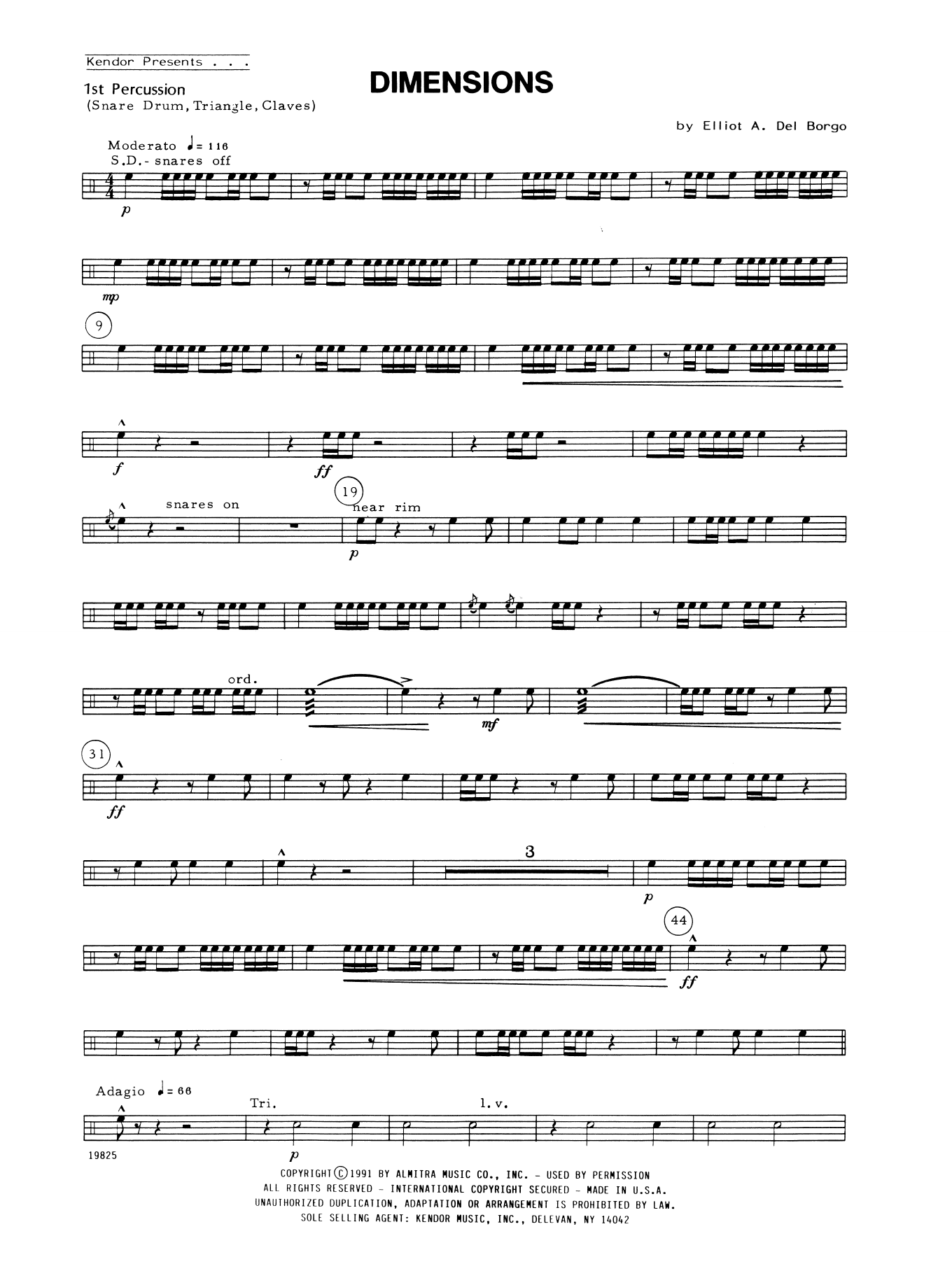 Dimensions Percussion 1 Sheet Music Elliot A. Del