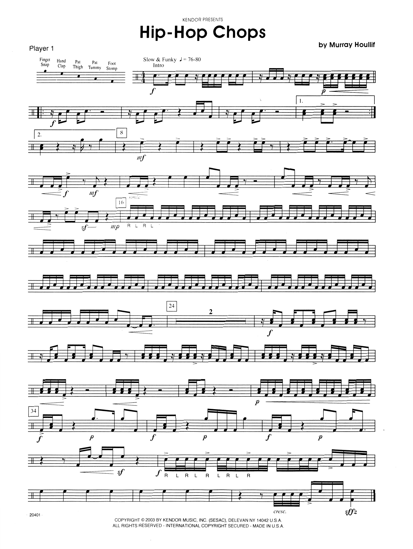 Hiphop Chops Percussion 1 Sheet Music Murray Houllif Percussion