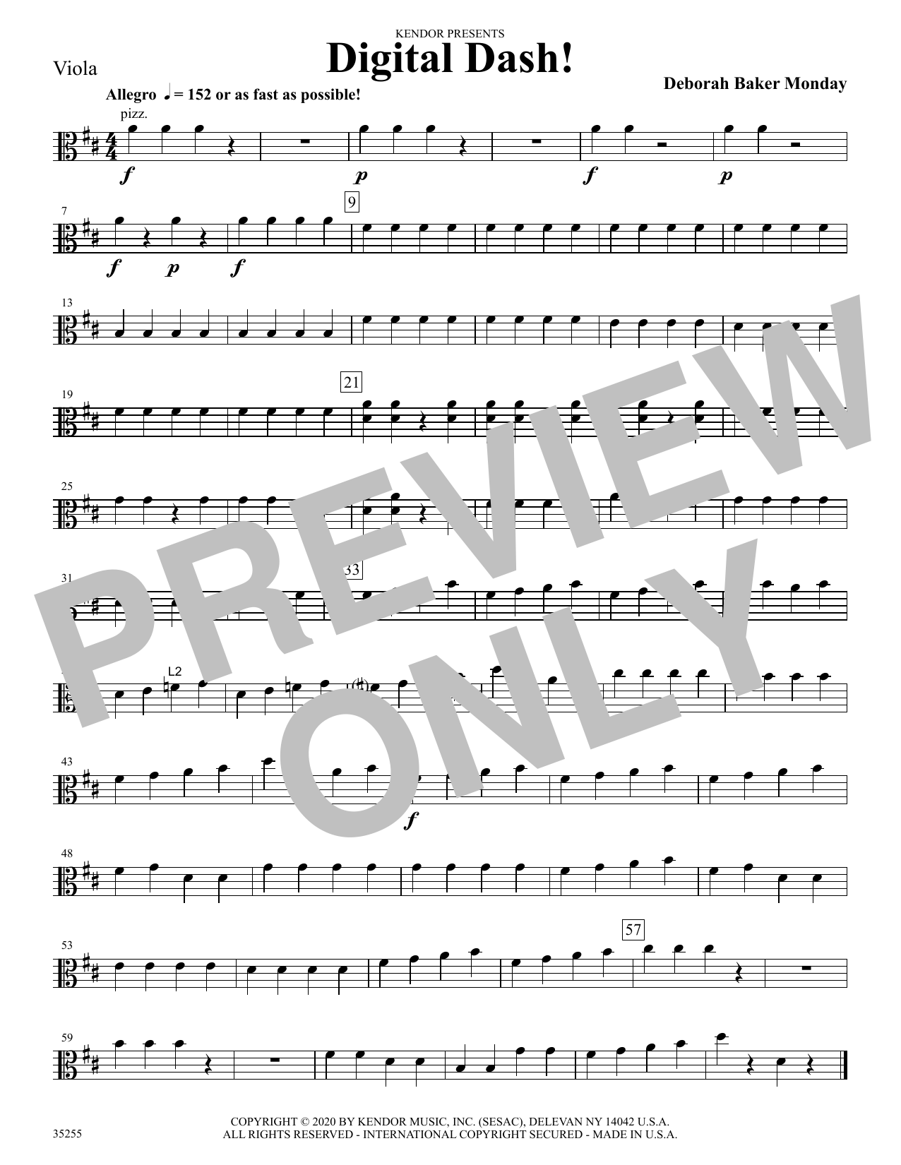 Digital Dash! Viola Sheet Music Deborah Baker Monday Orchestra