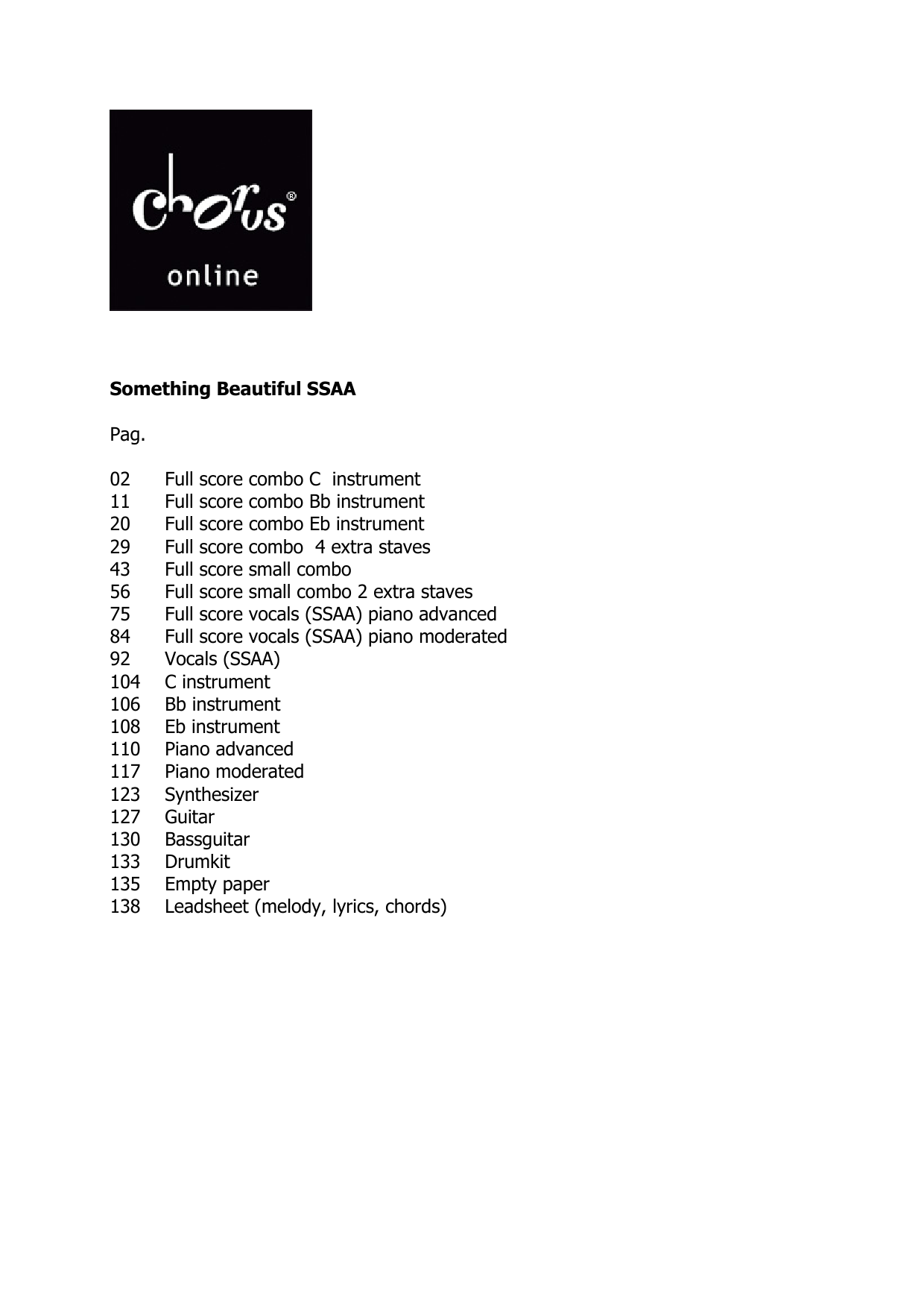 Something Beautiful (arr. Frank de Vreeze): SSAA Choral Octavo