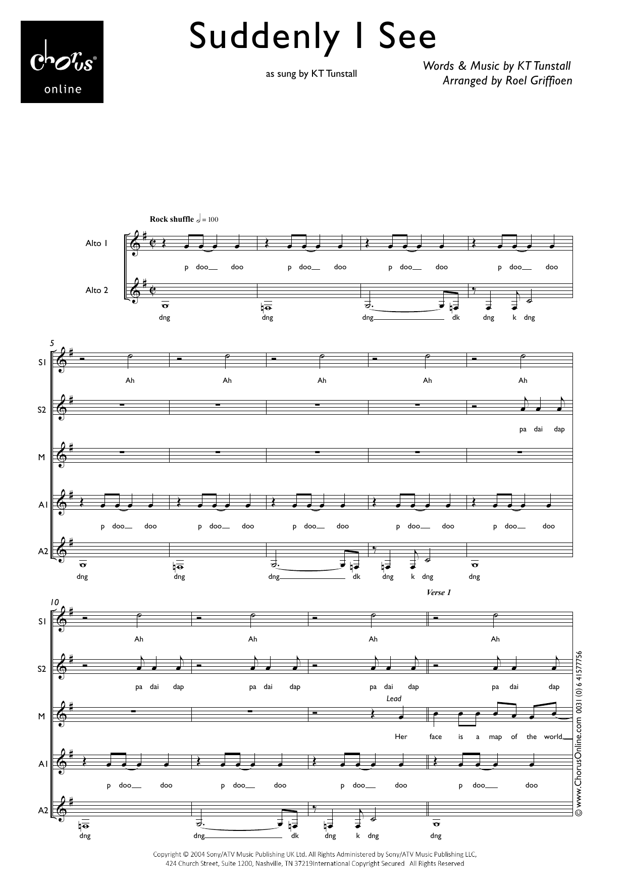 Suddenly I See (arr. Roel Griffioen): SSMAA Choral Octavo