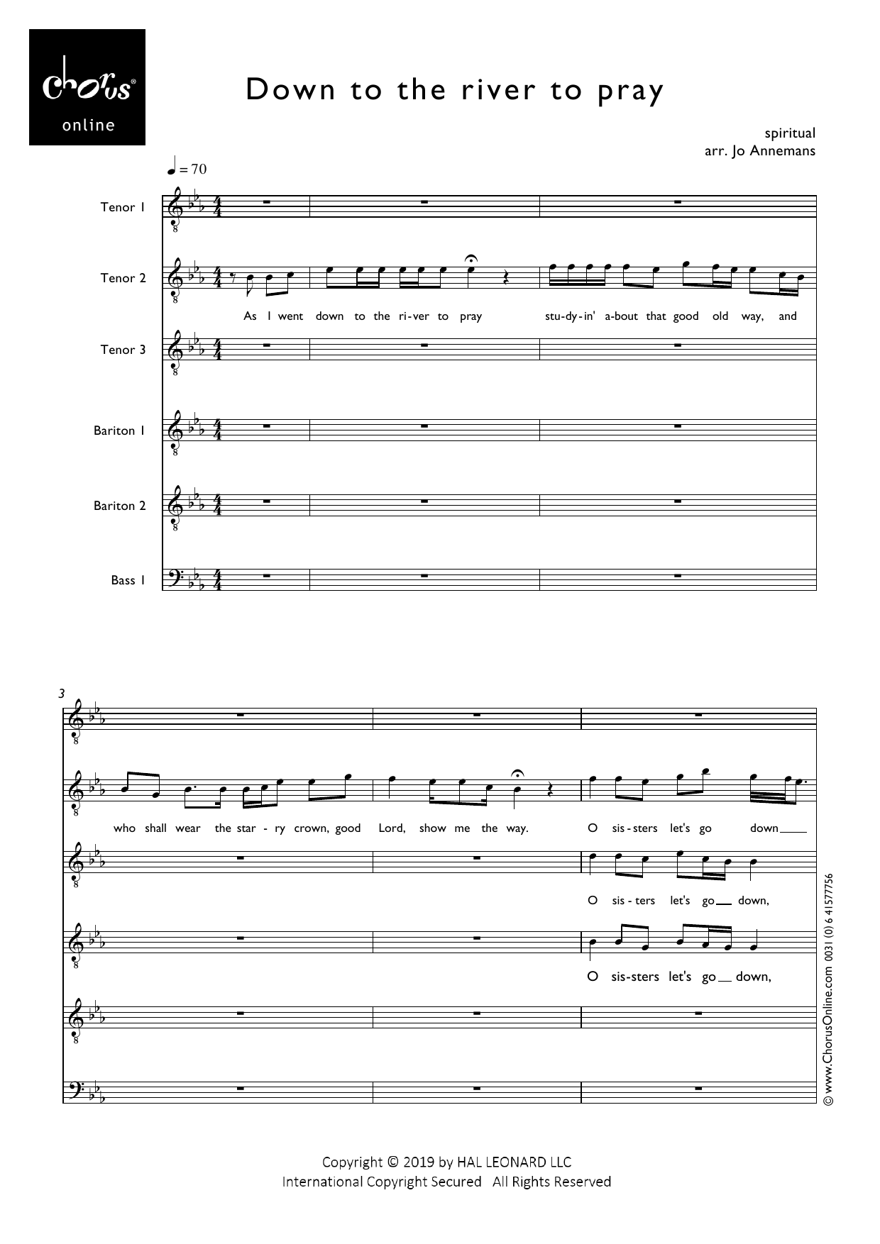 Down to the River to Pray (arr. Jo Annemans): TTTBarBarB Choral Octavo