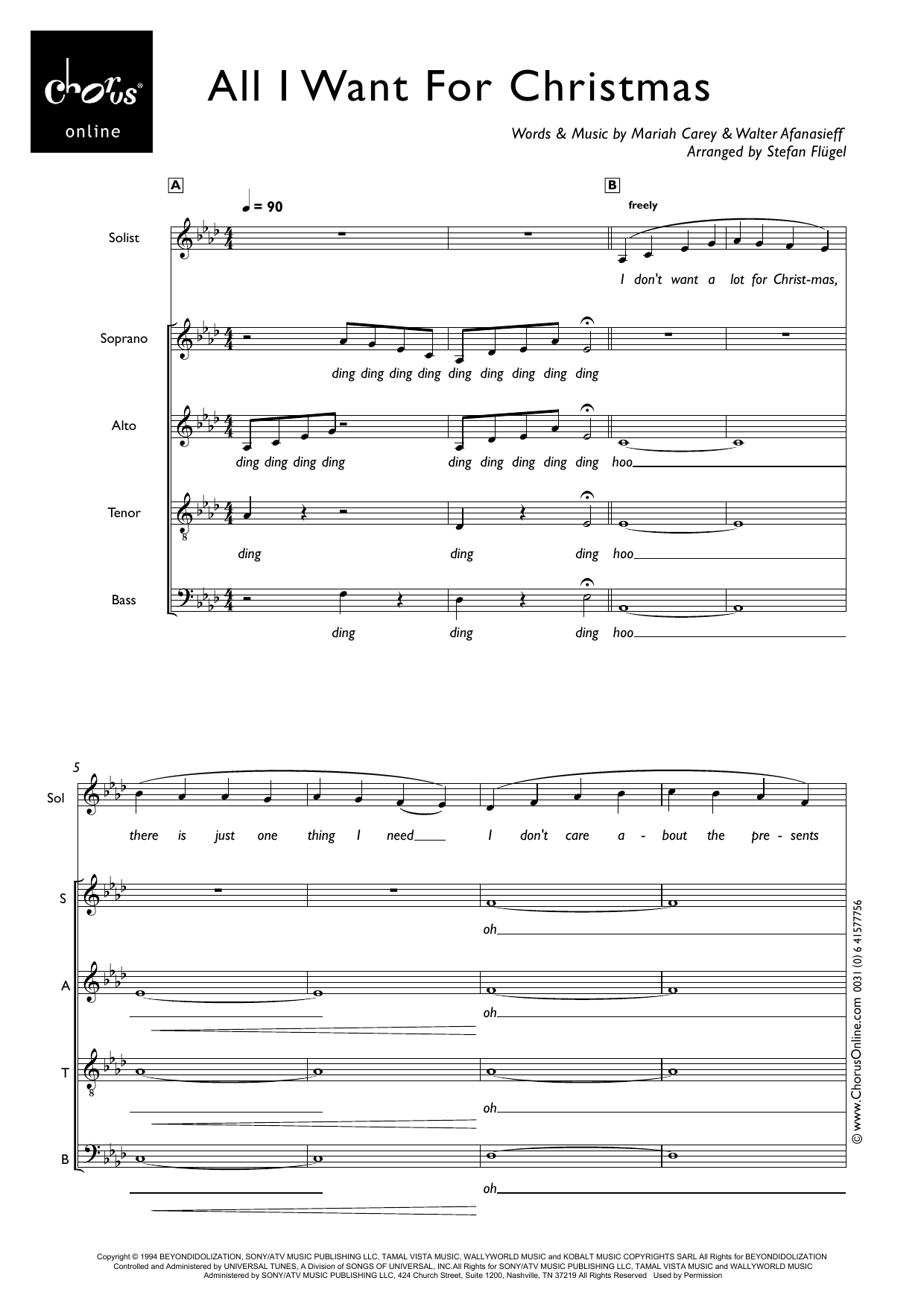 All I Want For Christmas Is You (arr. Stefan Flügel): SATB Choral Octavo