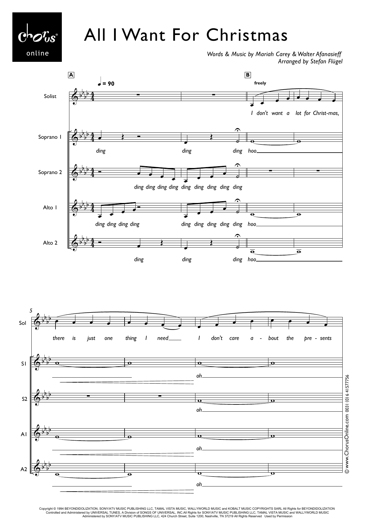 All I Want For Christmas Is You (arr. Stefan Flügel): SSAA Choral Octavo