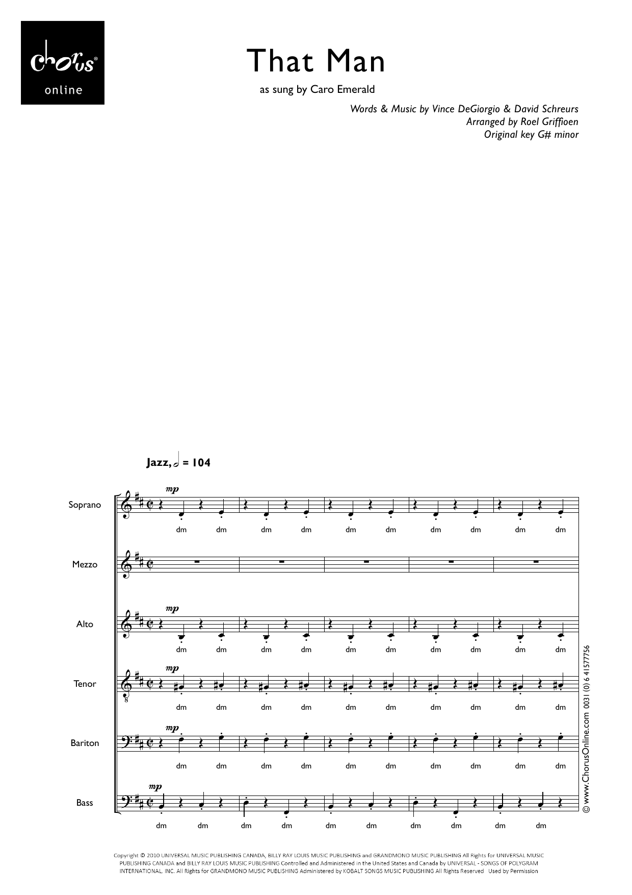 That Man (arr. Roel Griffioen): SMATBarB Choral Octavo