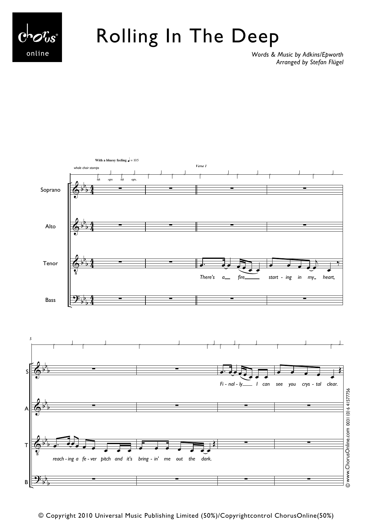 Rolling in the Deep (arr. Stefan Flügel): SATB Choral Octavo