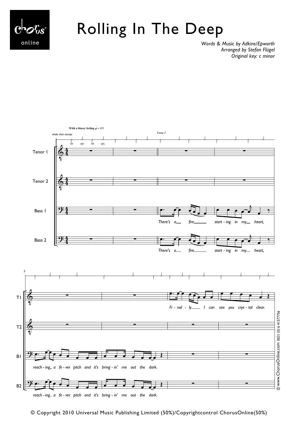 Rolling in the Deep (arr. Stefan Flügel): TTBB Choral Octavo