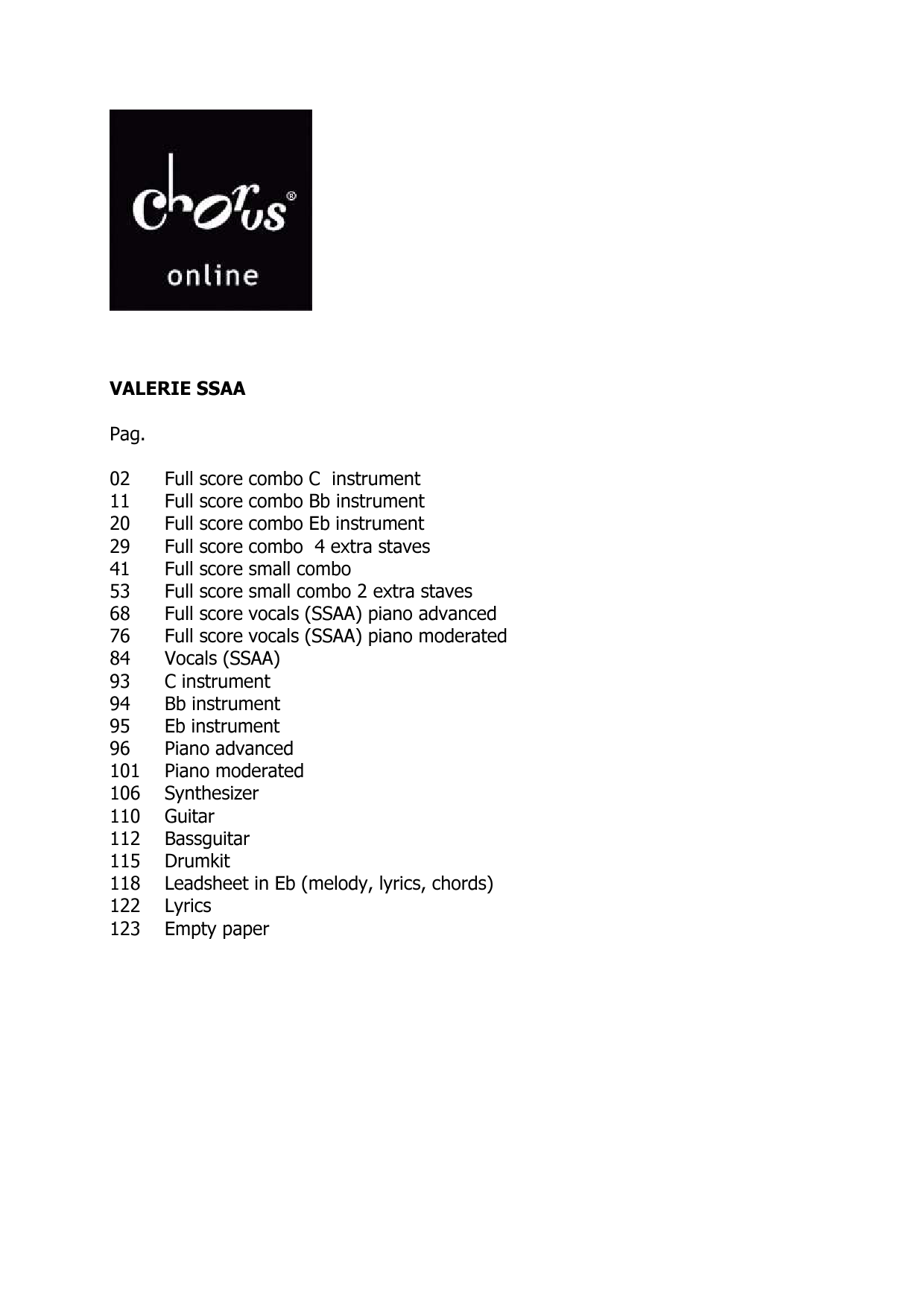 Valerie (arr. Hans Reintjes): SSAA Choral Octavo