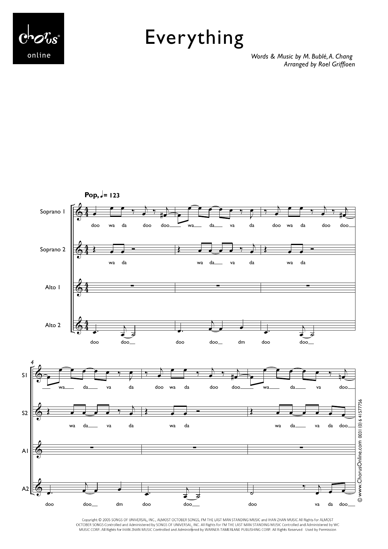 Everything (arr. Roel Griffioen): SSAA Choral Octavo