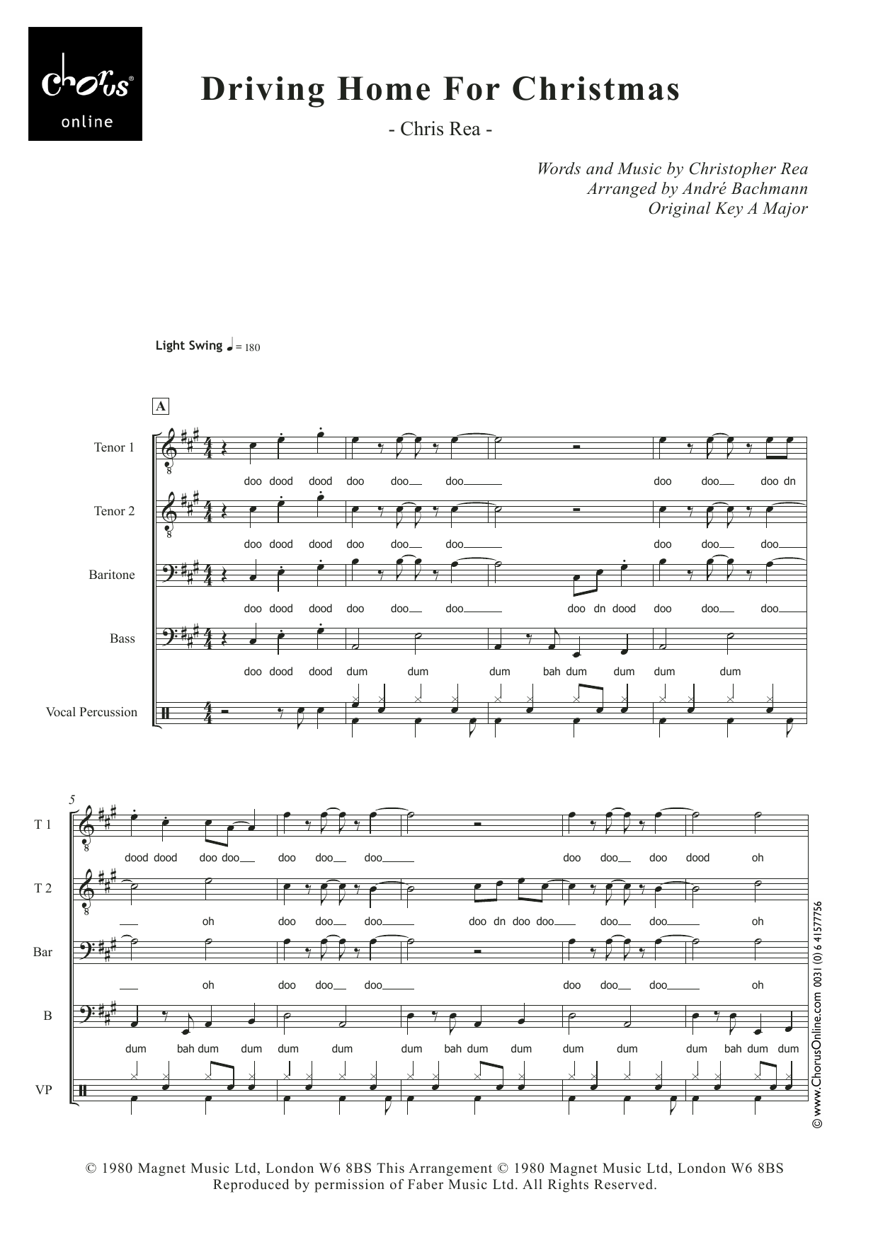 Driving Home From Christmas (arr. André Bachman): TTBarB Choral Octavo