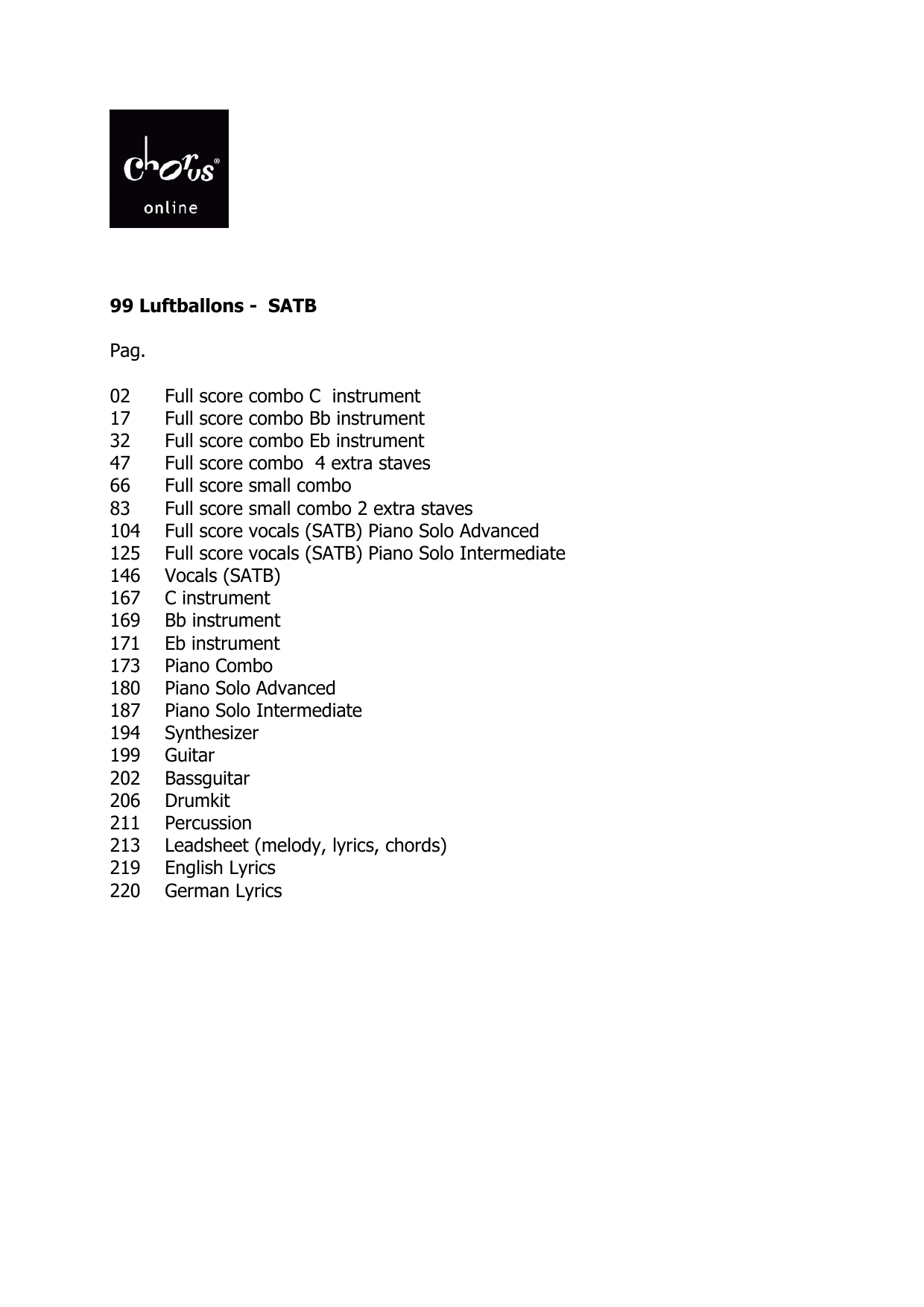 99 Red Balloons (99 Luftballons) (arr. Hans Reintjes): SATB Choral Octavo