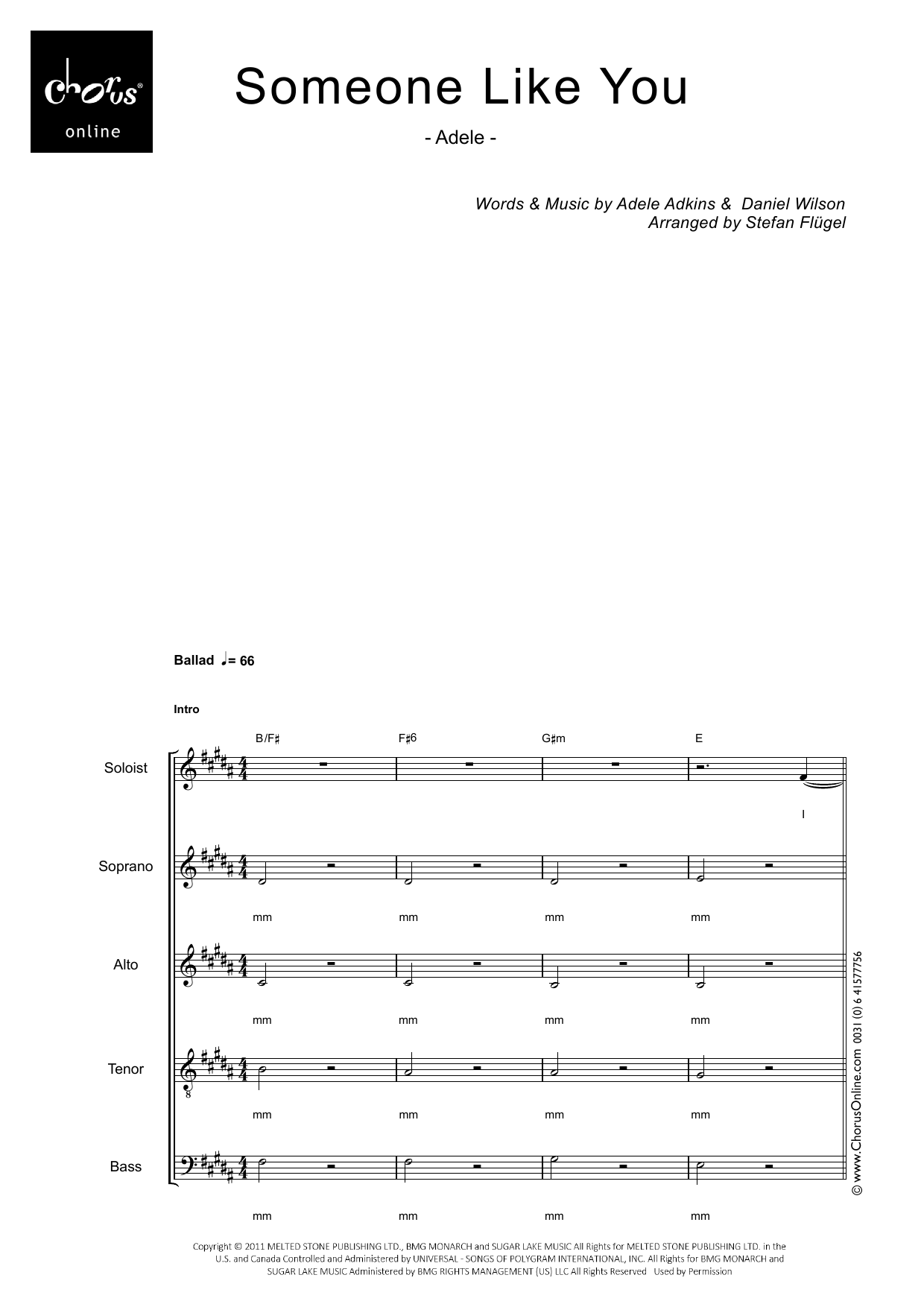 Someone Like You (arr. Stefan Flügel): SATB Choral Octavo