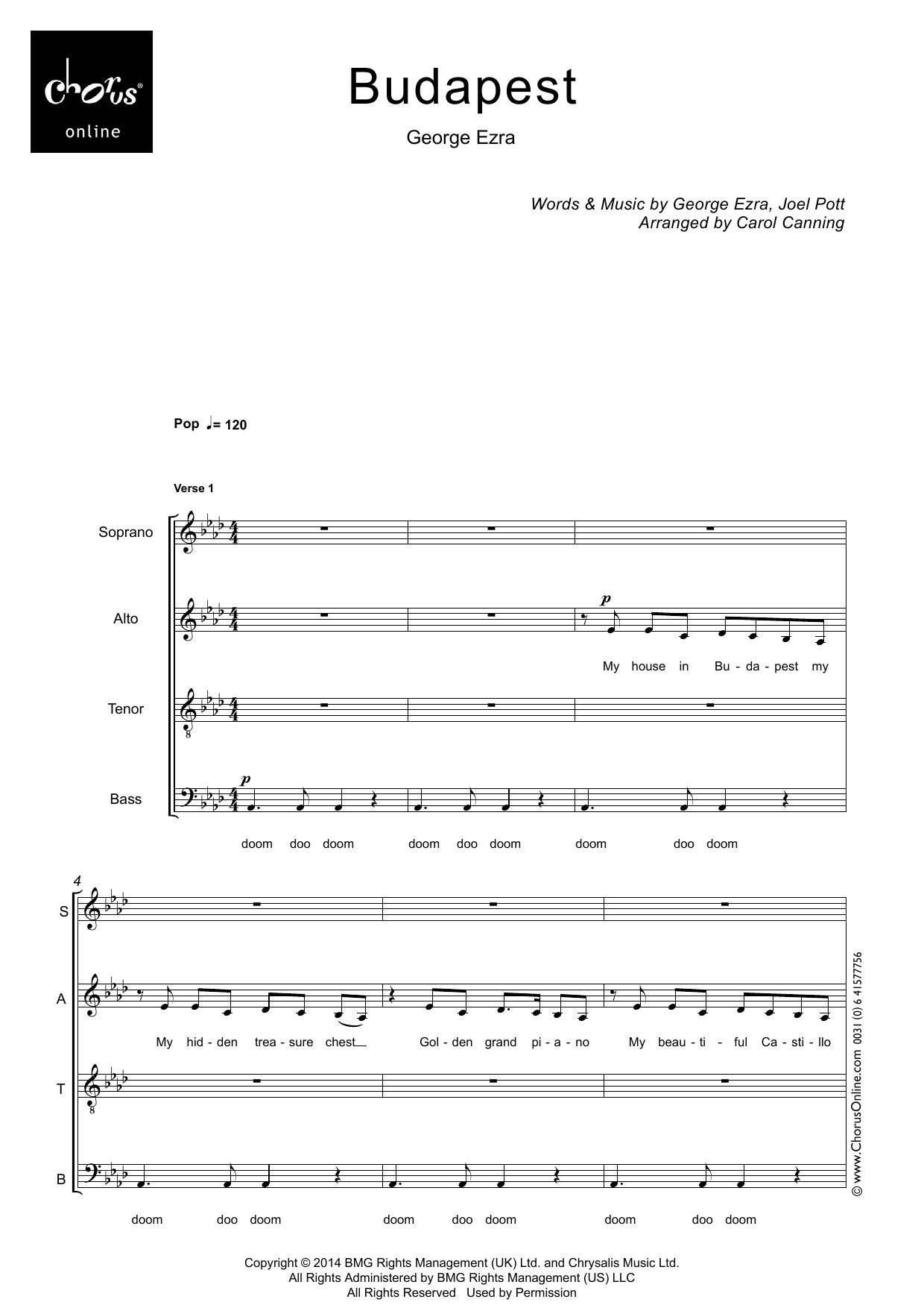 Budapest (arr. Carol Canning): SATB Choral Octavo