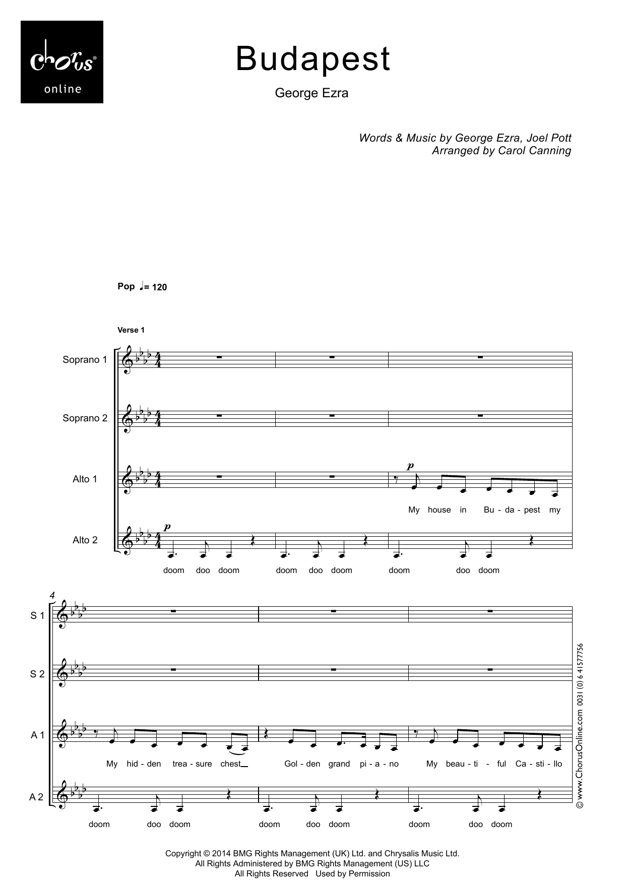 Budapest (arr. Carol Canning): SSAA Choral Octavo