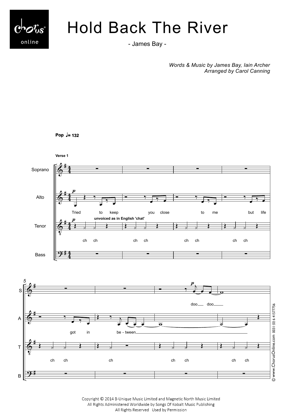 Hold Back the River (arr. Carol Canning): SATB Choral Octavo