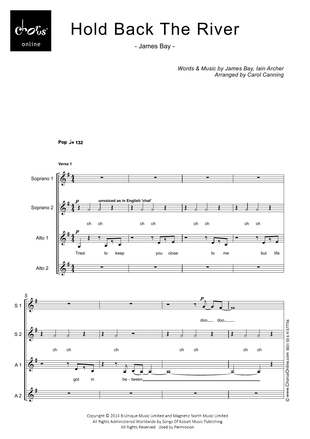 Hold Back the River (arr. Carol Canning): SSAA Choral Octavo