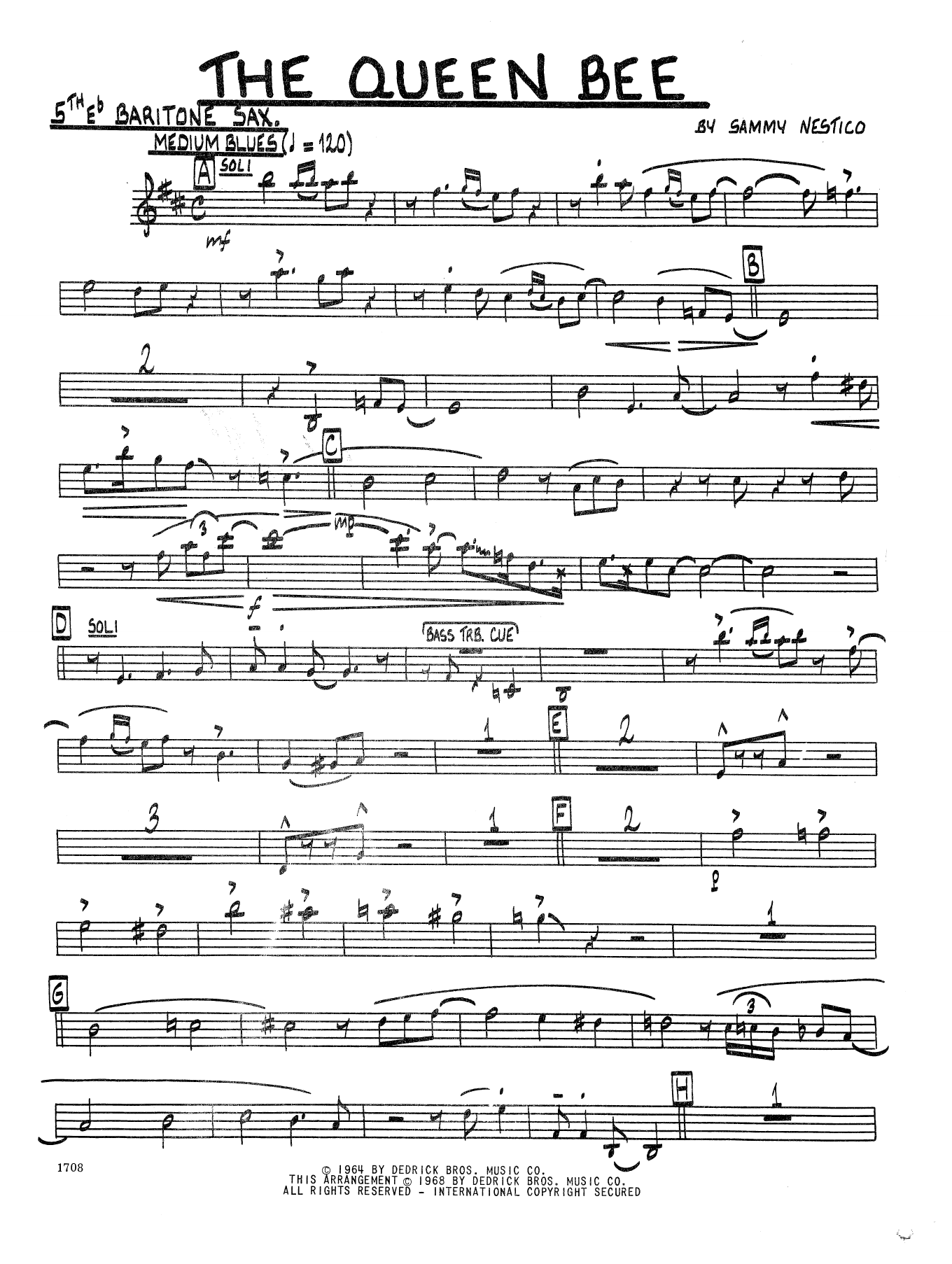 The Queen Bee Eb Baritone Saxophone Noten Sammy Nestico Jazzensemble