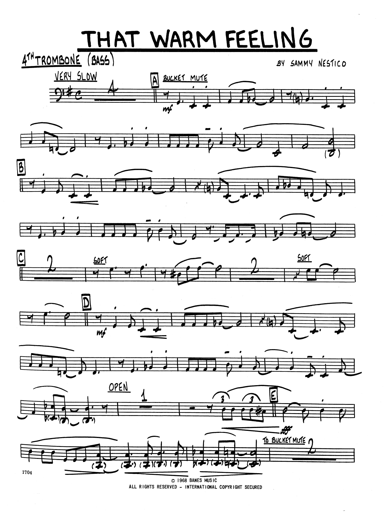 That Warm Feeling 4th Trombone Sheet Music Sammy Nestico Jazz