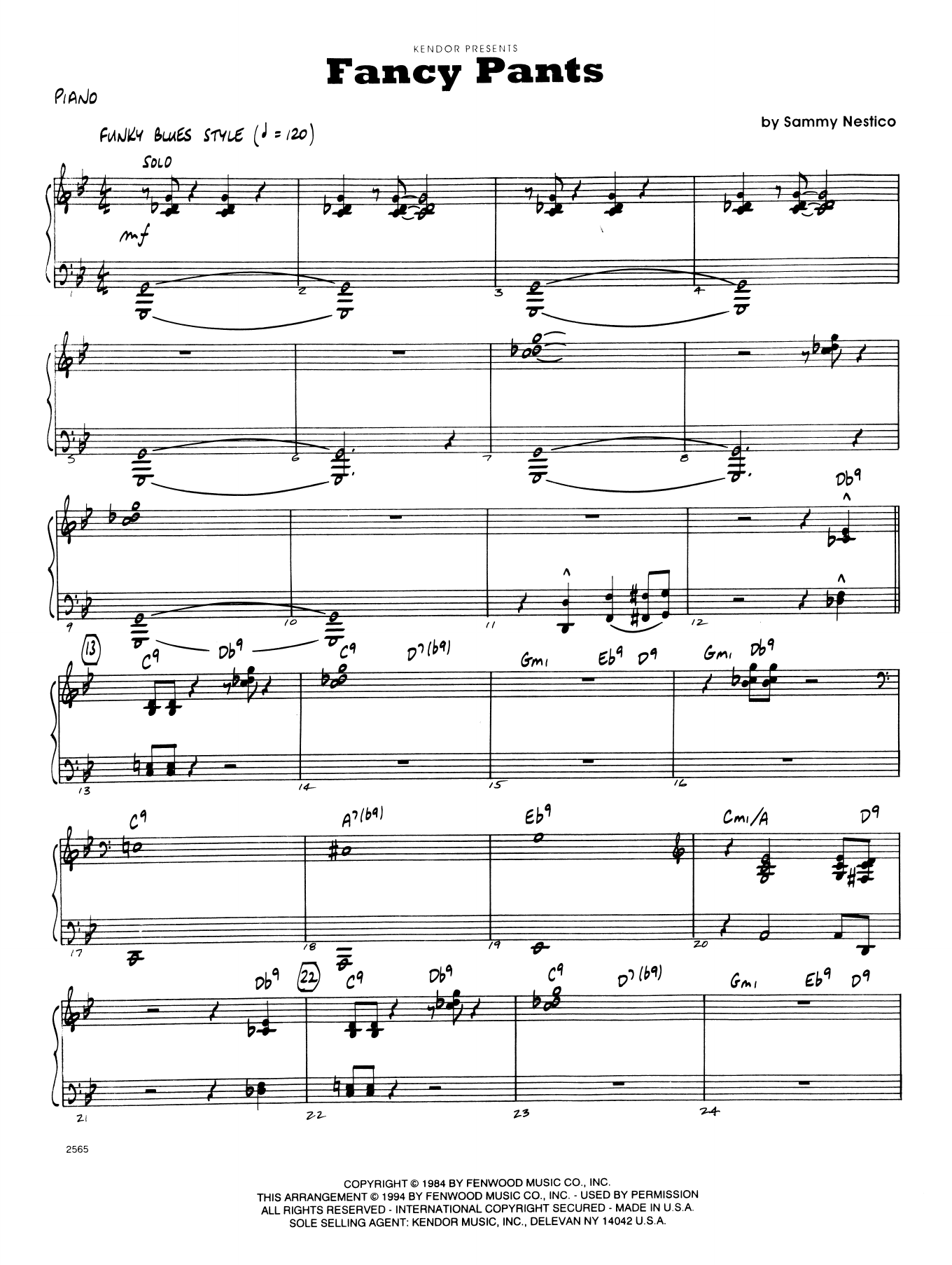 Fancy Pants Piano Noten Sammy Nestico Jazzensemble