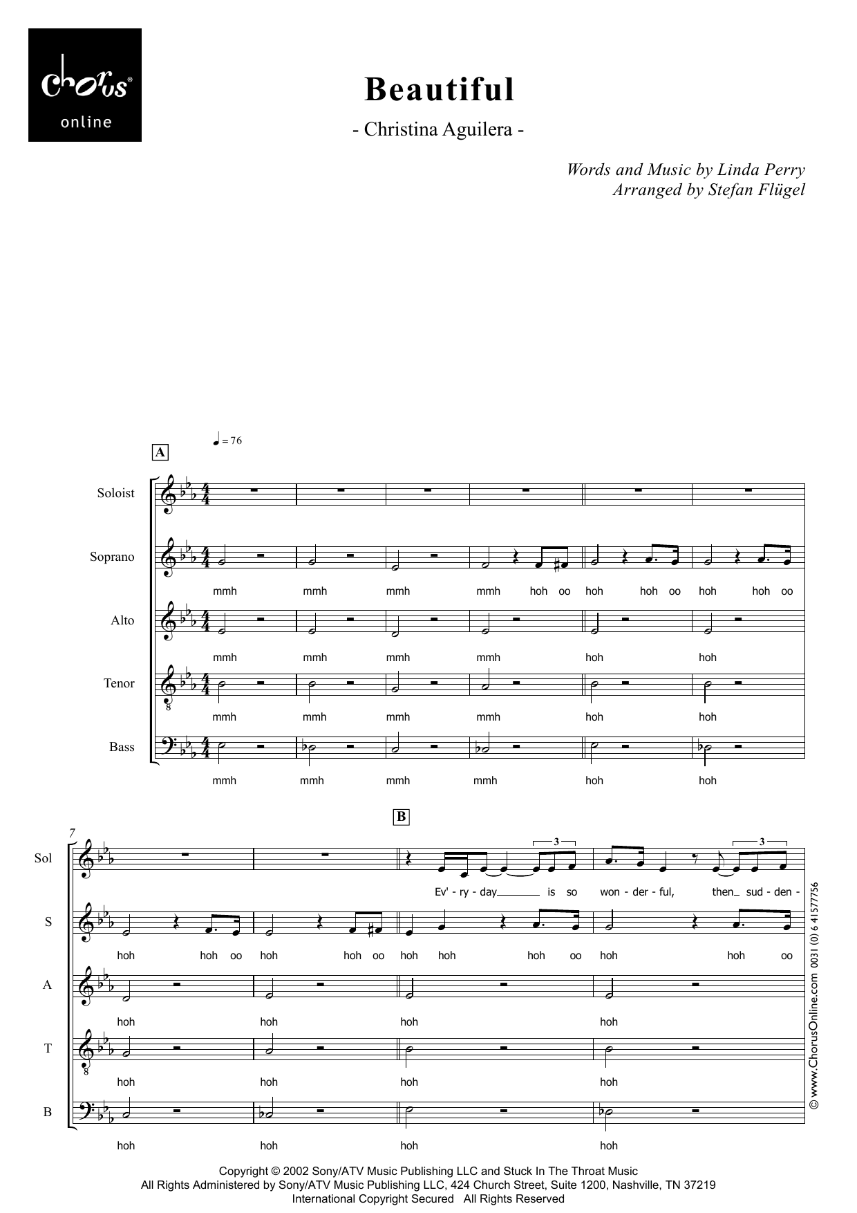 Beautiful (arr. Stefan Flügel): SATB Choral Octavo