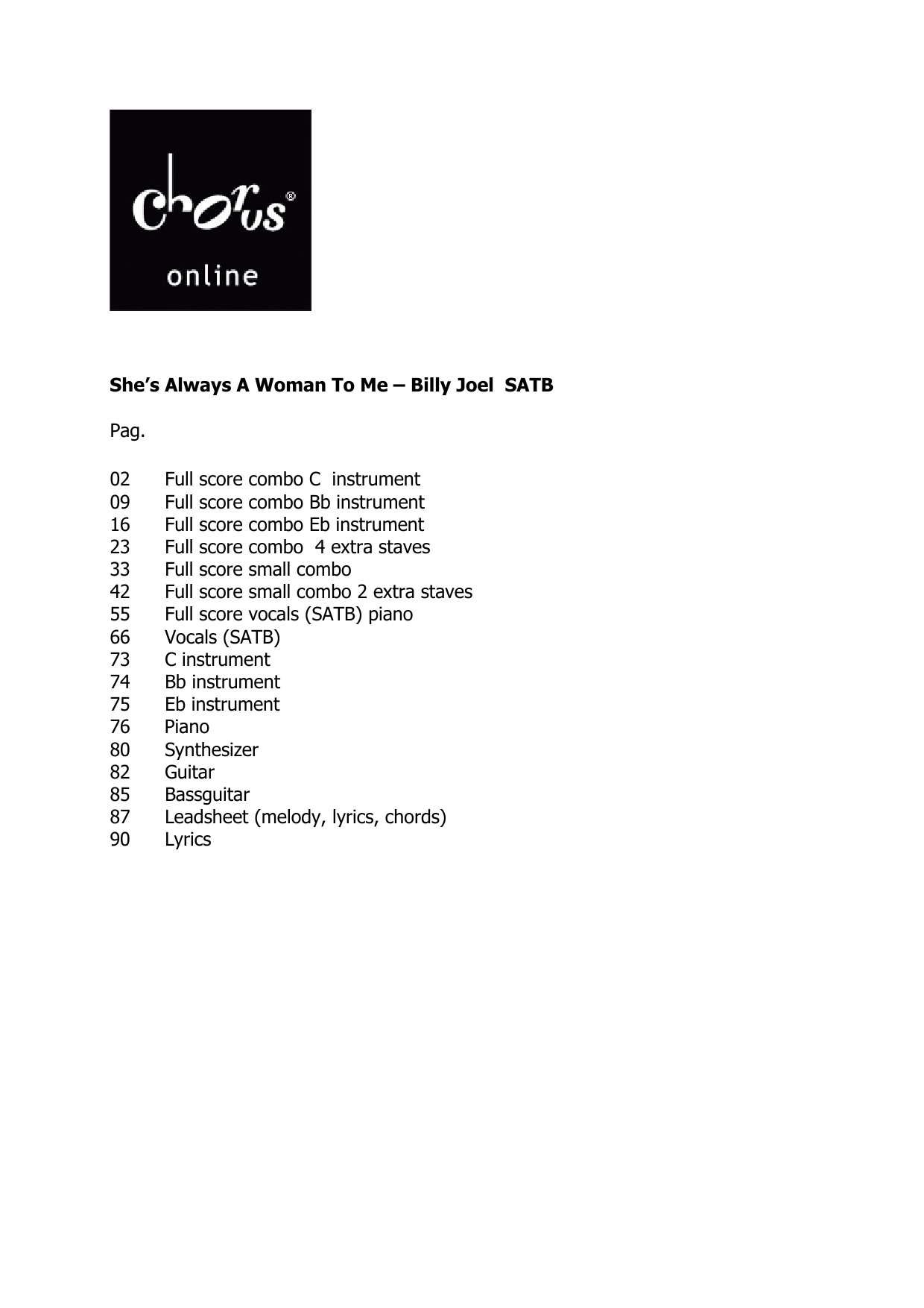 She's Always a Woman (arr. Theo Janssen): SATB Choral Octavo