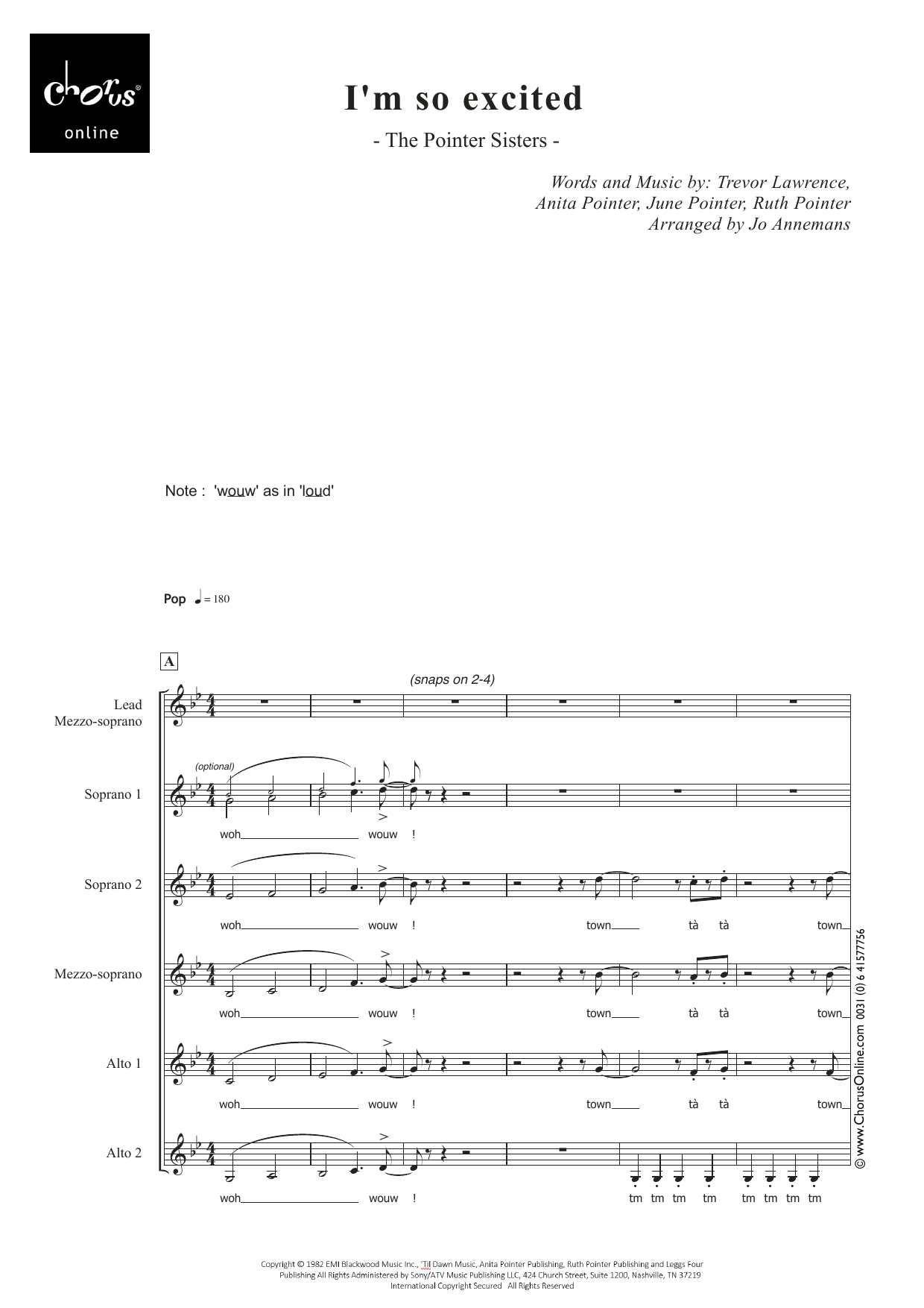 I'm So Excited (arr. Jo Annemans): SSMAA Choral Octavo