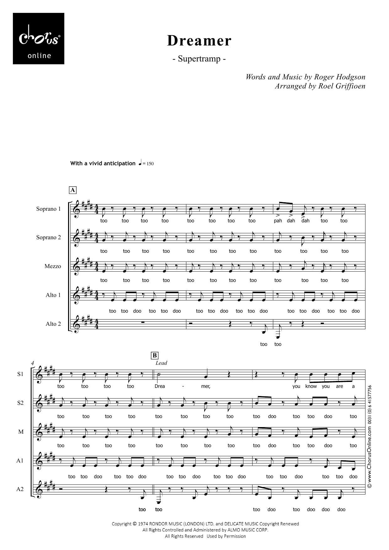 Dreamer (arr. Roel Griffioen): SSMAA Choral Octavo