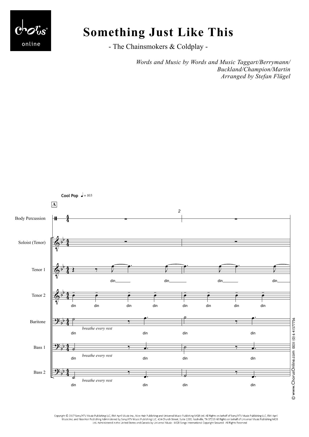 Something Just Like This (arr. Stefan Flügel): TTBarBB Choral Octavo