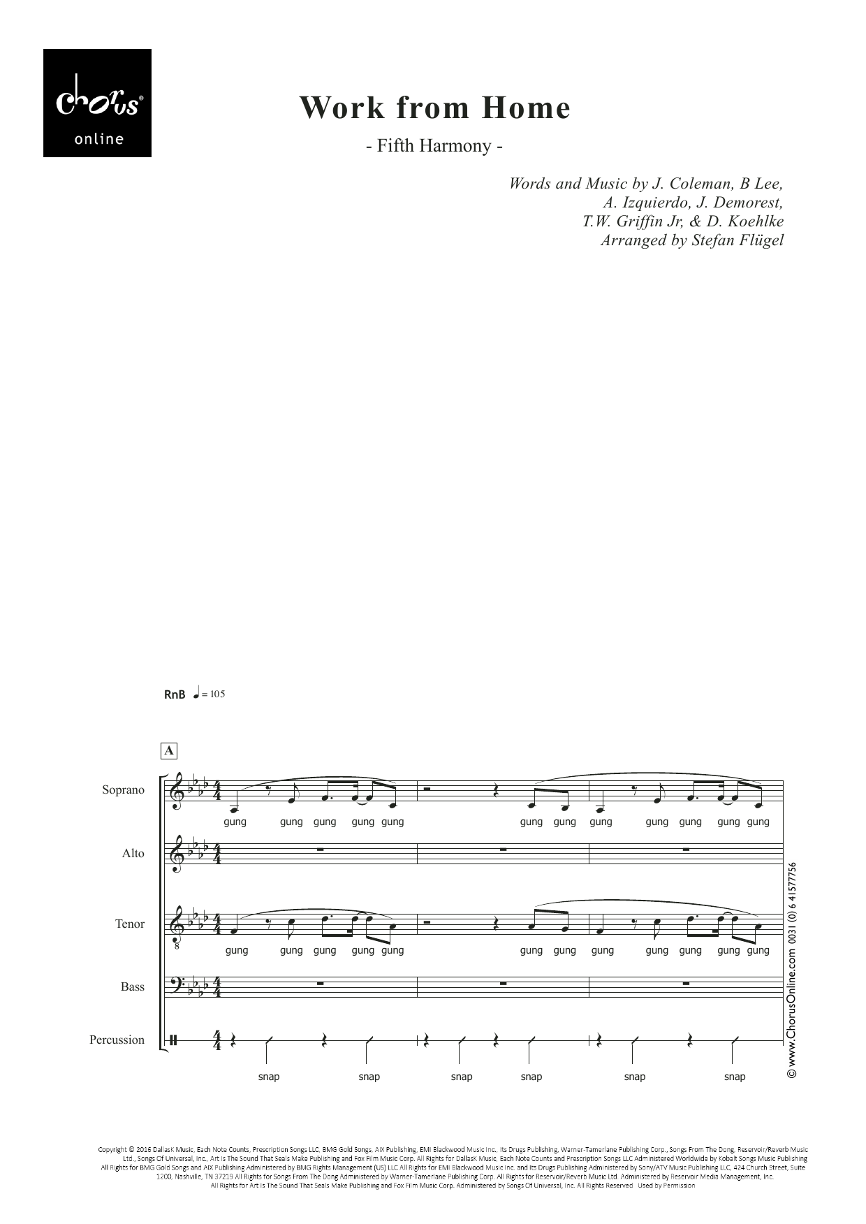 Work from Home (arr. Stefan Flügel): SATB Choral Octavo