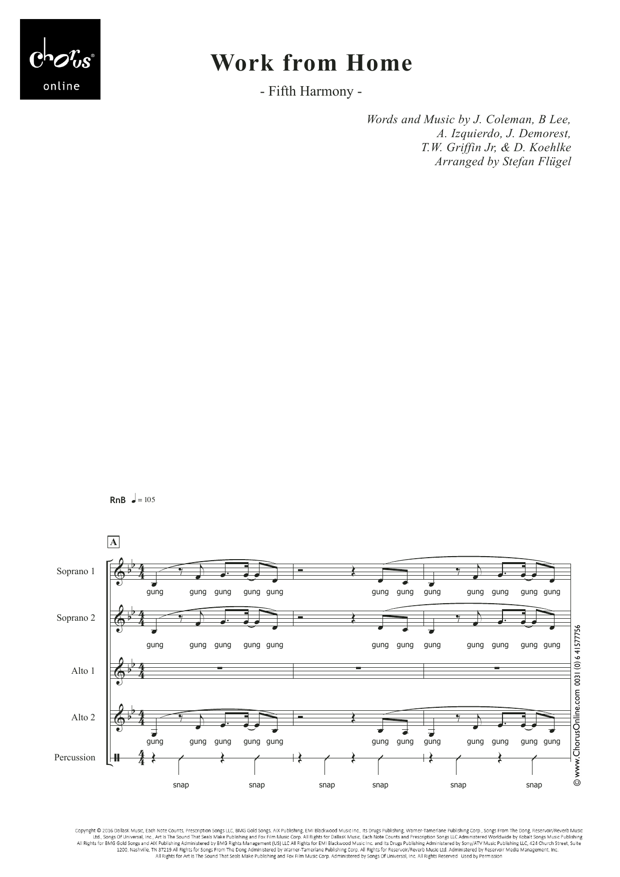 Work from Home (arr. Stefan Flügel): SSAA Choral Octavo