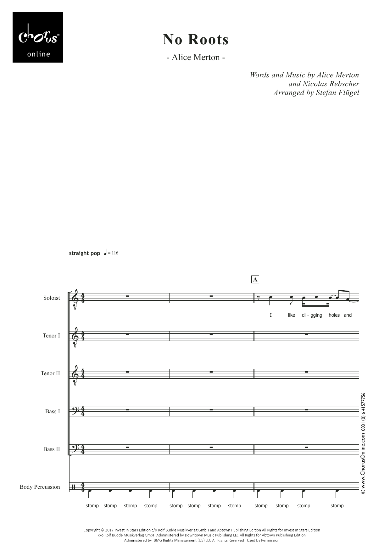 No Roots (arr. Stefan Flügel): TTBB Choral Octavo