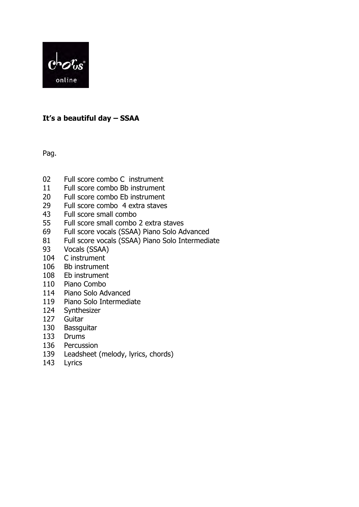 It's a Beautiful Day (arr. Peter van Lonkhuijsen) Sheet Music Michael