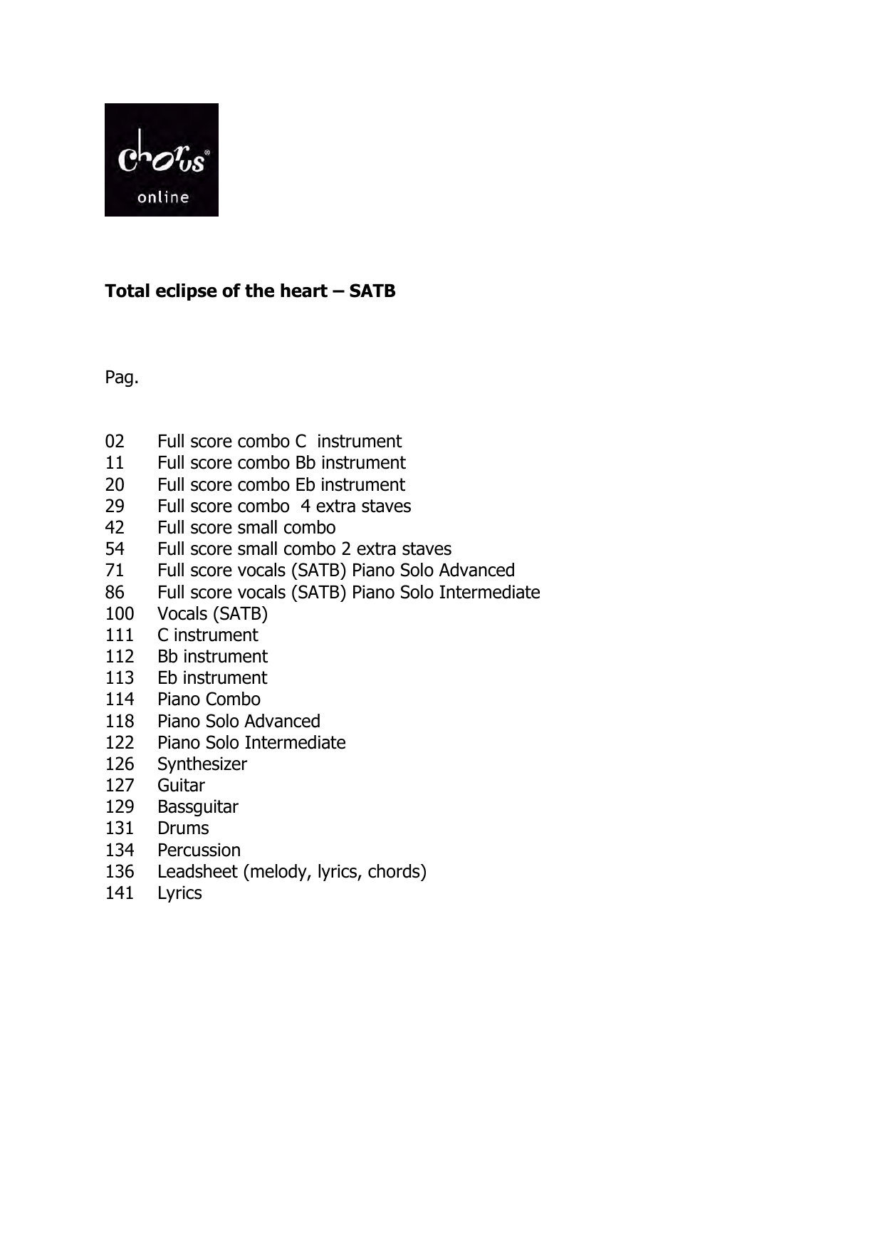 Total Eclipse Of The Heart (arr. Hans Kaldeway): SATB Choral Octavo