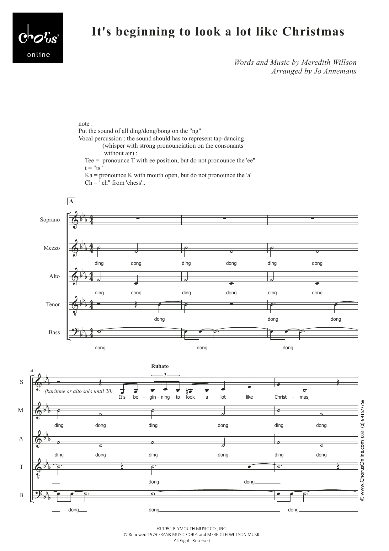 It's Beginning To Look Like Christmas (arr. Jo Annemans): SMATB Choral Octavo