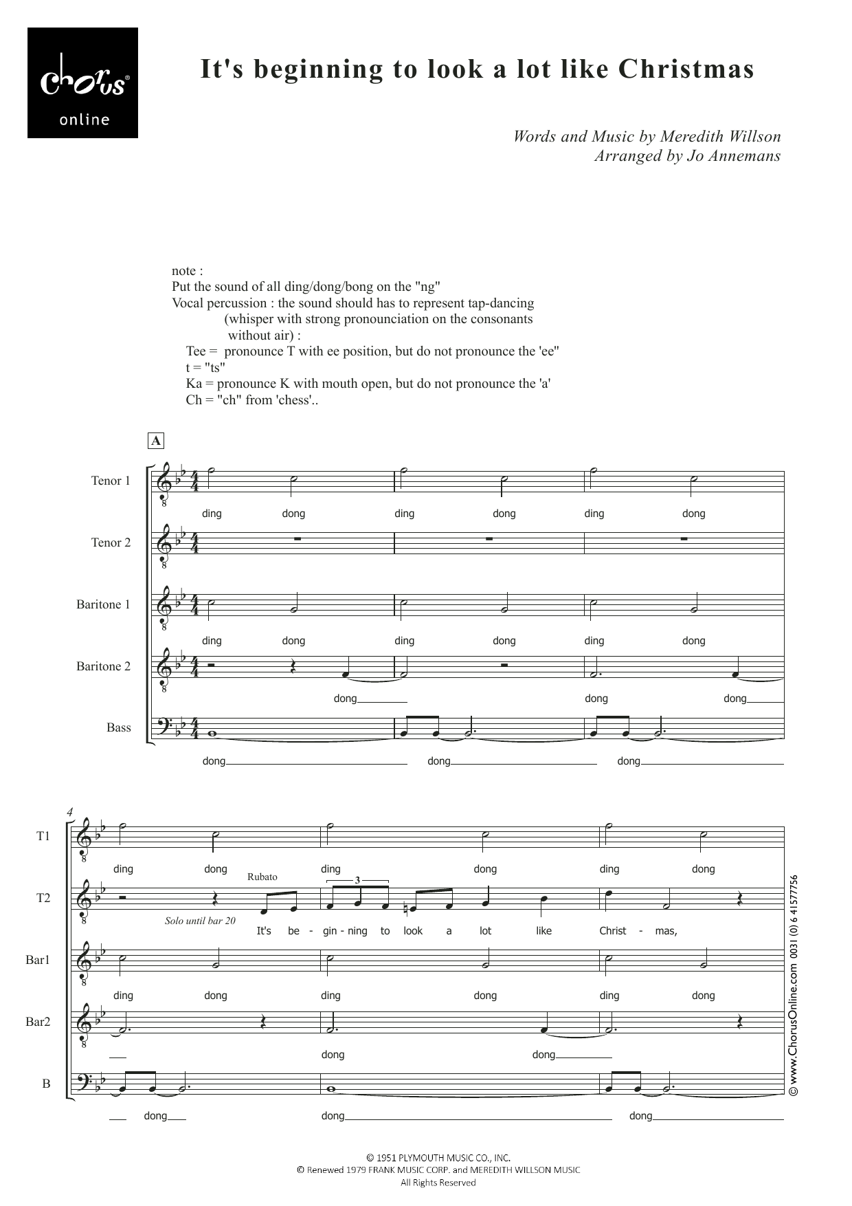 It's Beginning To Look Like Christmas (arr. Jo Annemans): TTBarBarB Choral Octavo