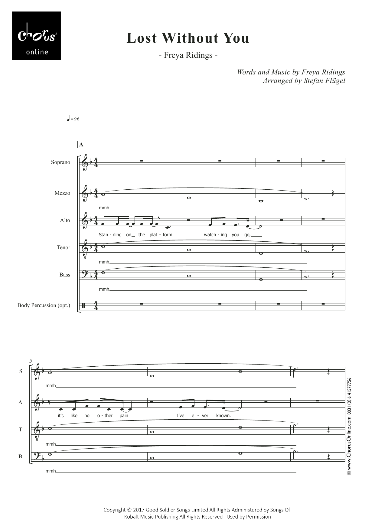 Lost Without You (arr. Stefan Flügel): SMATB Choral Octavo