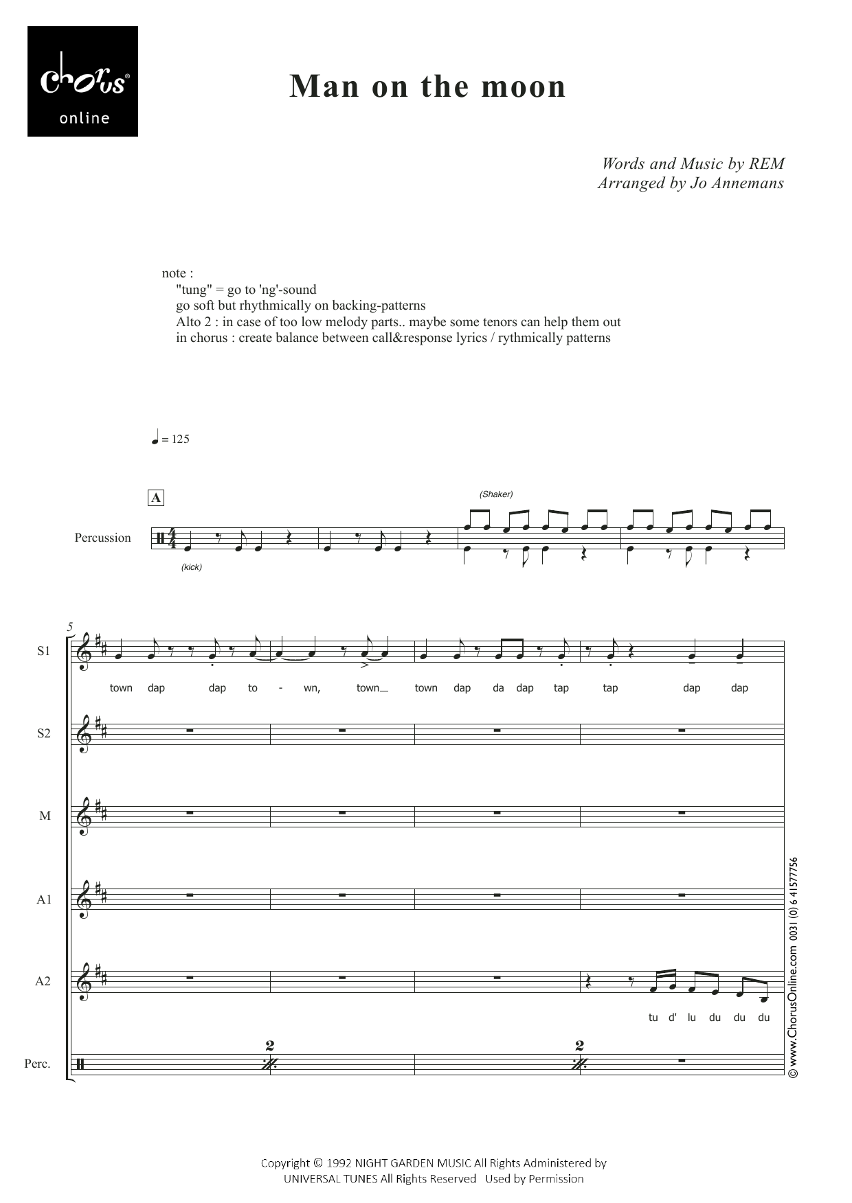 Man on the Moon (arr. Jo Annemans): SSMAA Choral Octavo